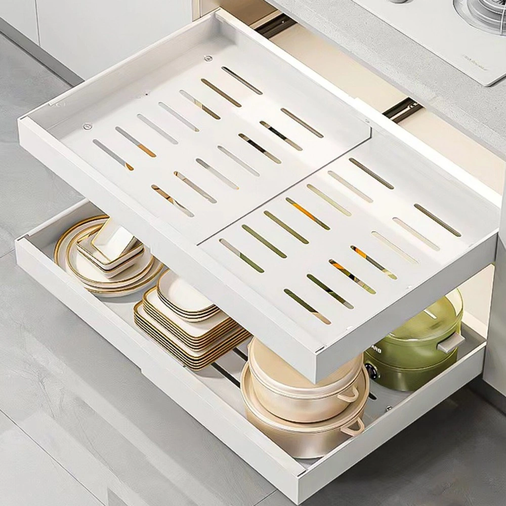 Expandable Cabinet Organizer Shelves, Slide Out Drawer Storage Rack for Kitchen Pantry Spice Storage view 2