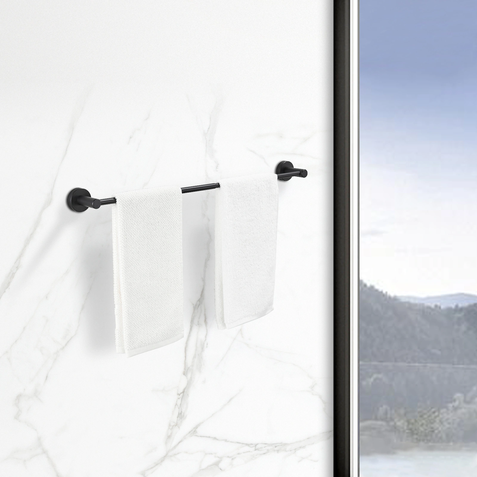 Bathroom Hardware Set, Thicken Space Aluminum 3 PCS Towel bar Set- Matte Black 16-27 Inches Adjustable Bathroom Accessories Set [Unable ship on weekends, TK/TEMU only for pickup, only TX10643 warehouse supports GOFO] view 4