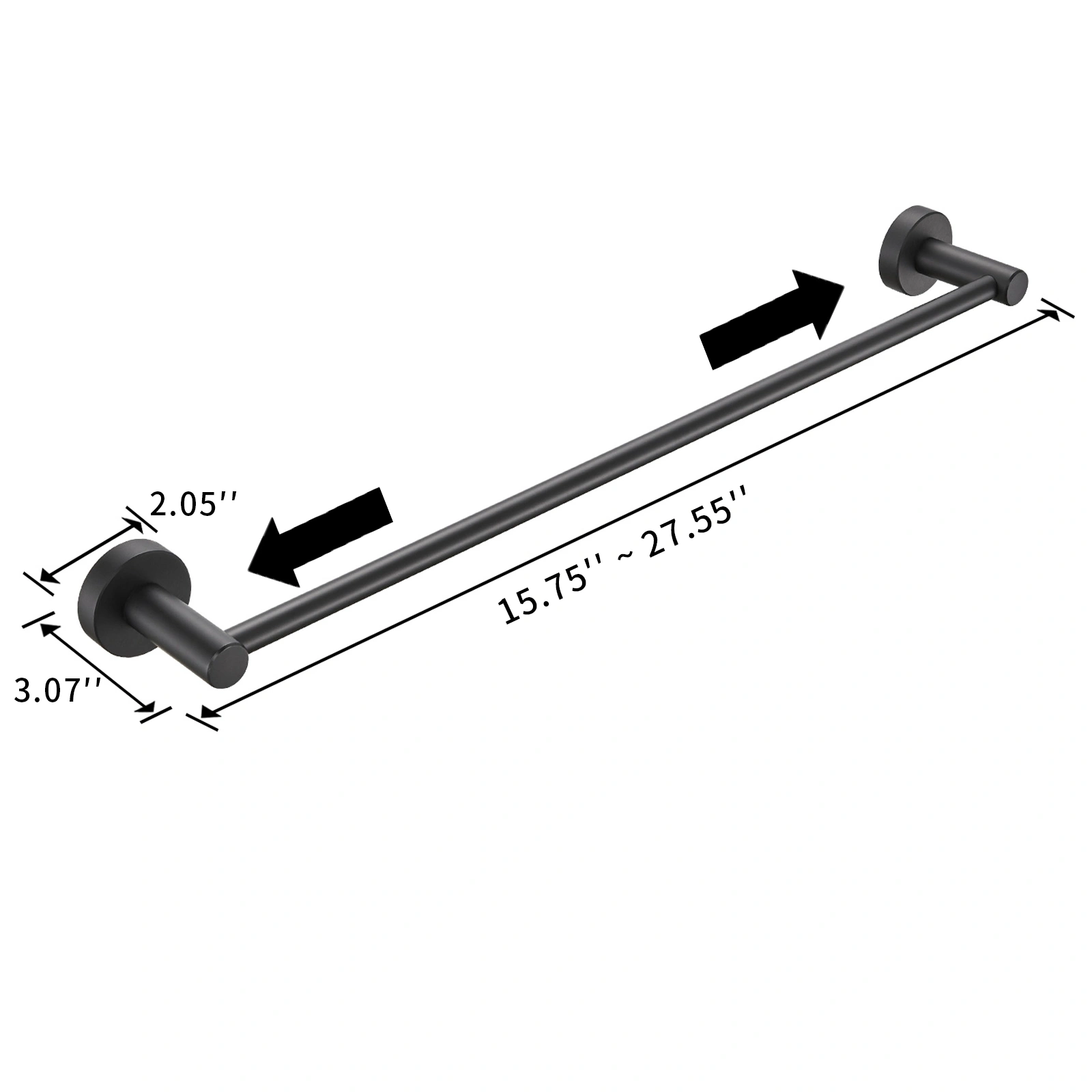 Bathroom Hardware Set, Thicken Space Aluminum 3 PCS Towel bar Set- Matte Black 16-27 Inches Adjustable Bathroom Accessories Set [Unable ship on weekends, TK/TEMU only for pickup, only TX10643 warehouse supports GOFO] view 7