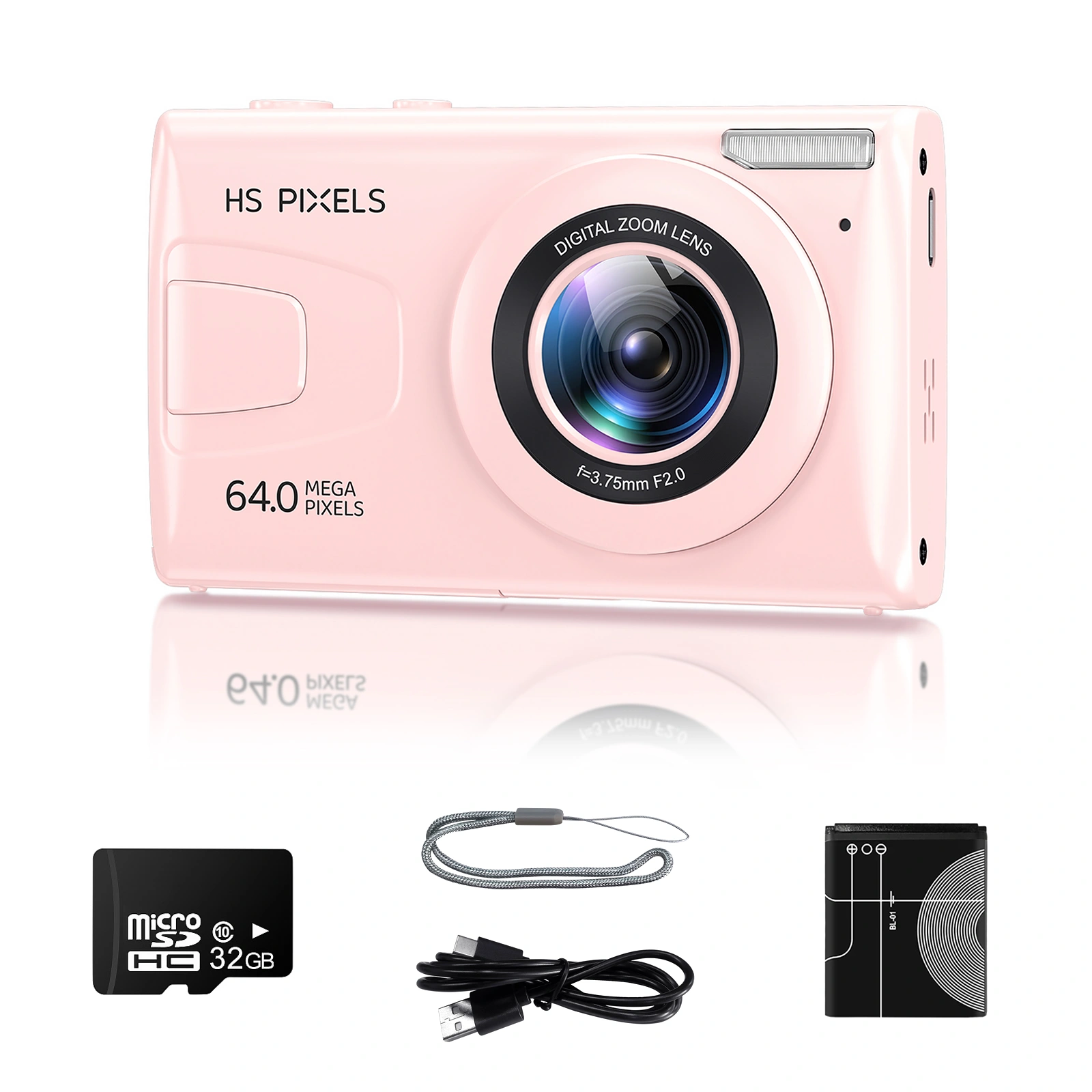 64MP Digital Camera 1080P FHD, 3.0 Inch Screen, 18x Digital Zoom, Portable Compact Camera with 32GB TF Card for Teens Adults Beginners