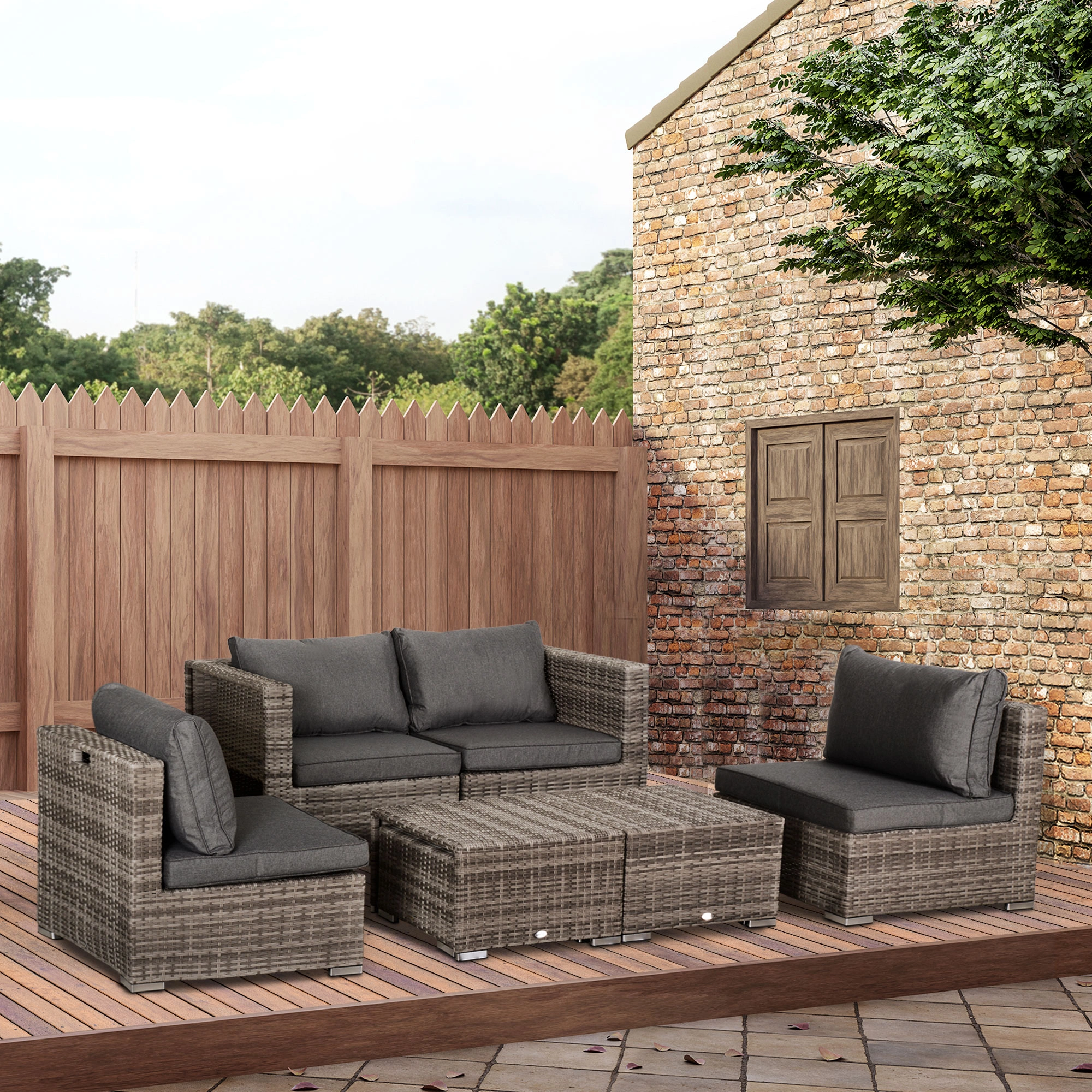 8 Piece Outdoor Patio Furniture Set, Weather-Resistant Conversation Seating Group with Cushions for Garden, Deck, Poolside, Backyard view 3