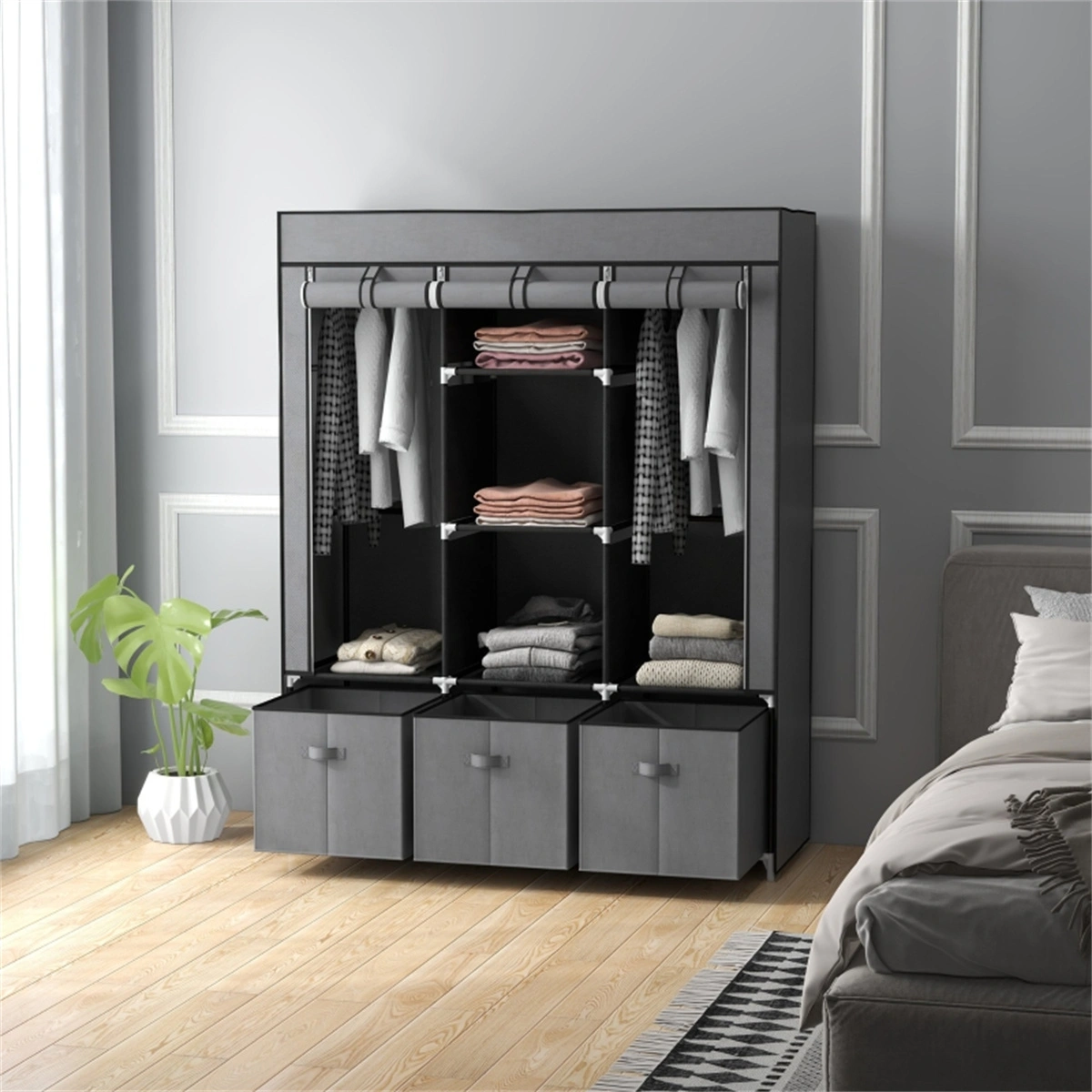 Chester Storage Dresser Unit with Lockers - Compact Cabinet Organizer for Bedroom, Living Room, or Utility Space