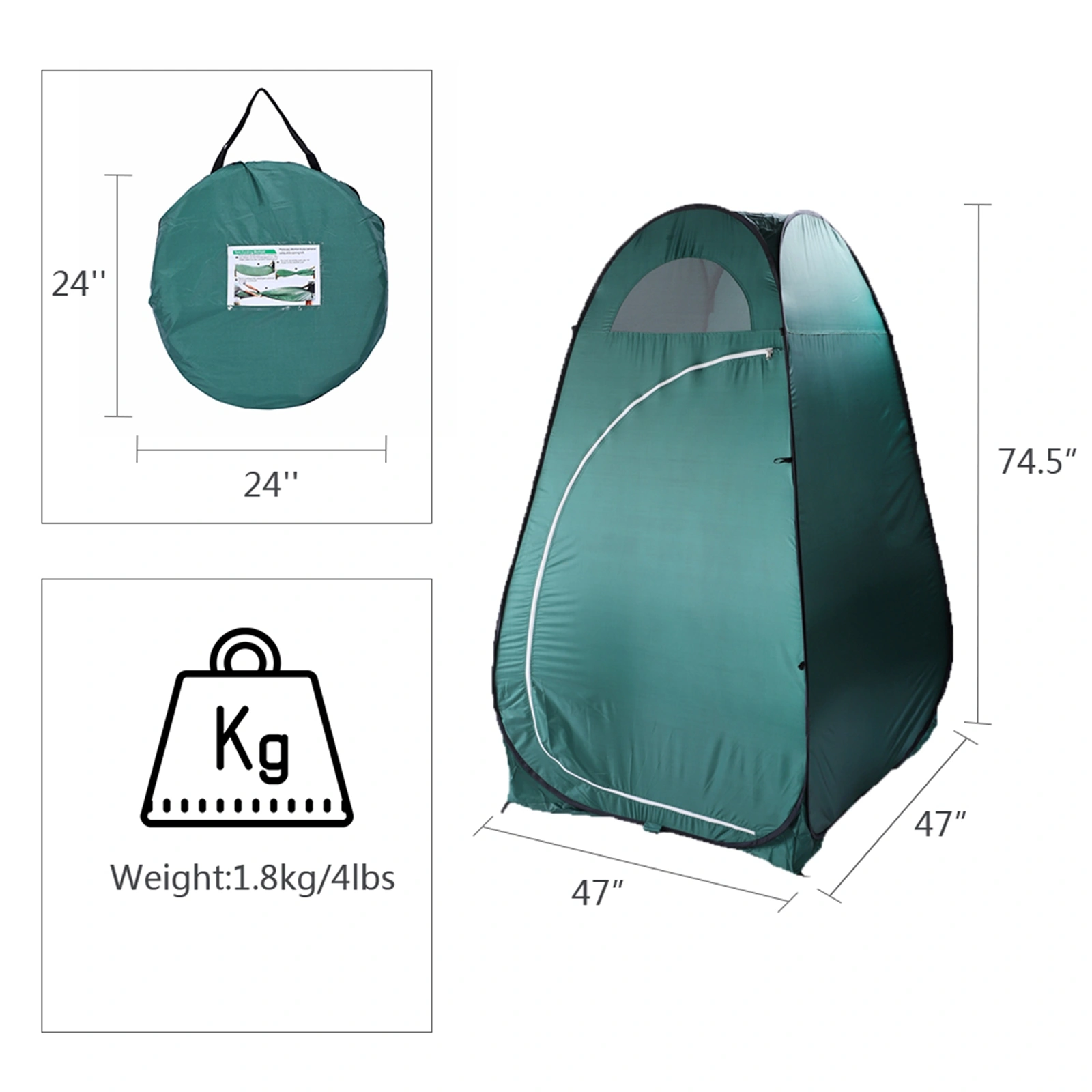Portable Outdoor Pop-up Toilet Dressing Fitting Room Privacy Shelter Tent Army Green view 20