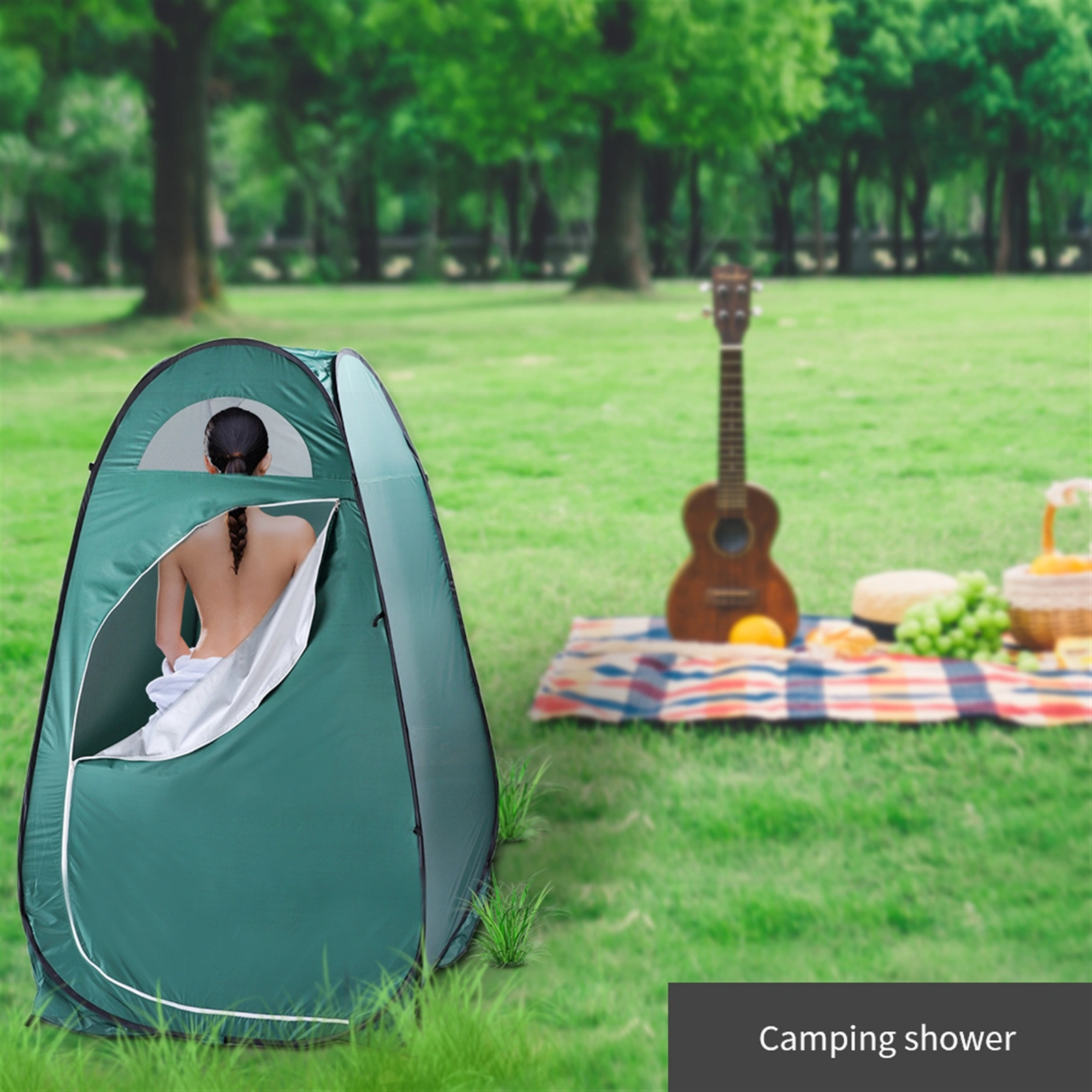 Portable Outdoor Pop-up Toilet Dressing Fitting Room Privacy Shelter Tent Army Green view 32