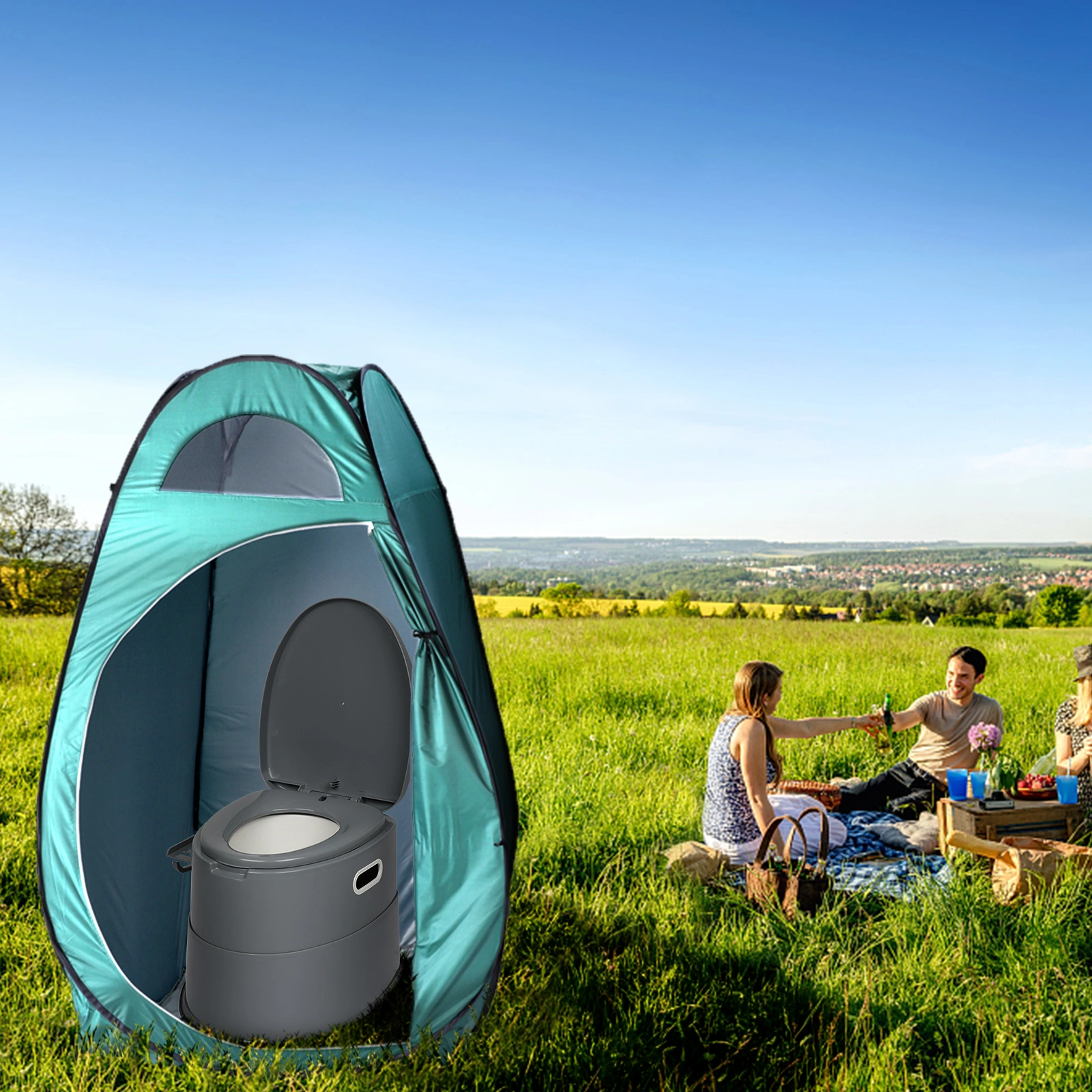 Portable Outdoor Pop-up Toilet Dressing Fitting Room Privacy Shelter Tent Army Green view 54