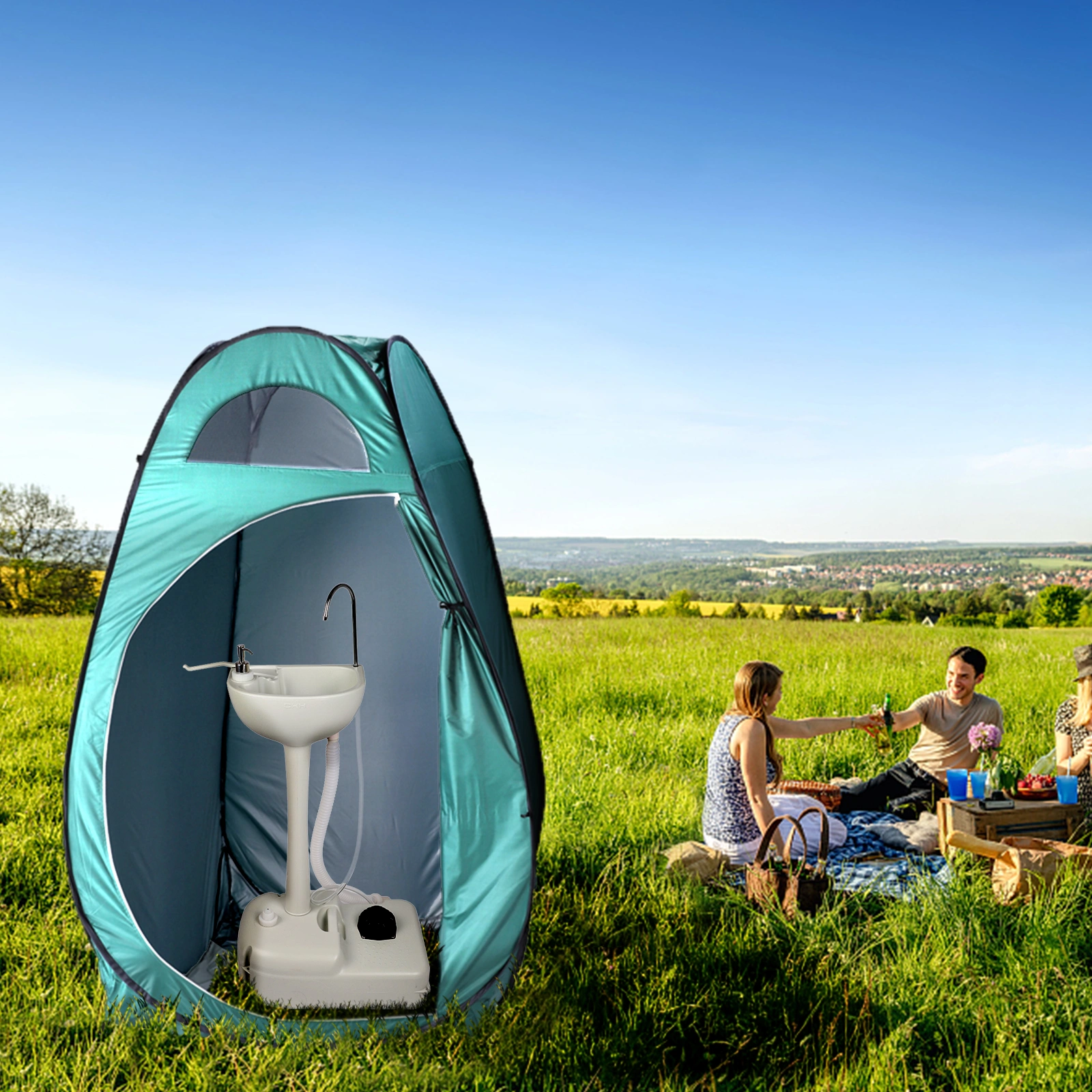 Portable Outdoor Pop-up Toilet Dressing Fitting Room Privacy Shelter Tent Army Green view 57