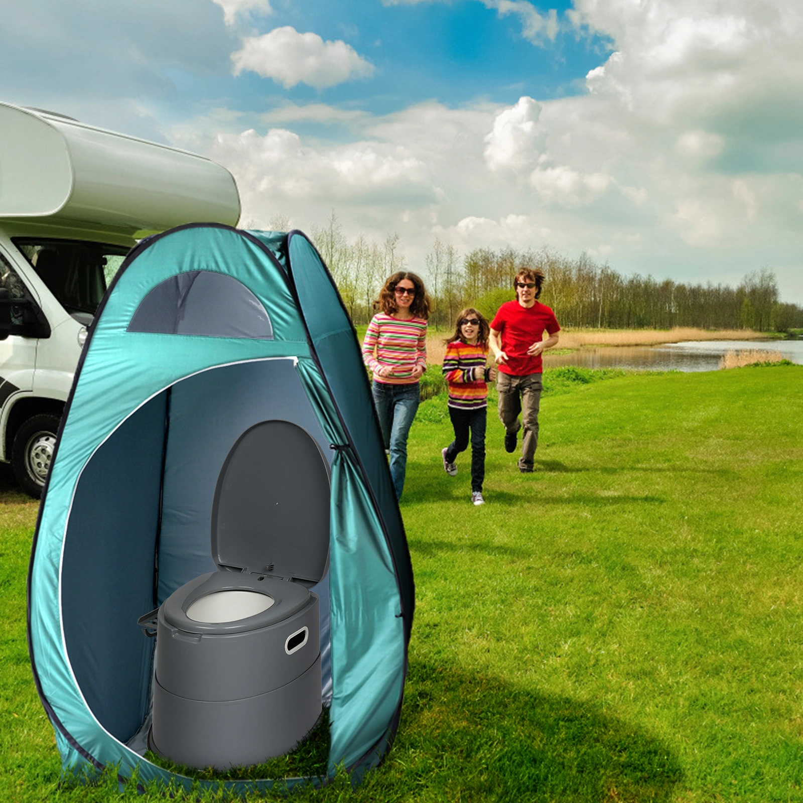 Portable Outdoor Pop-up Toilet Dressing Fitting Room Privacy Shelter Tent Army Green view 60