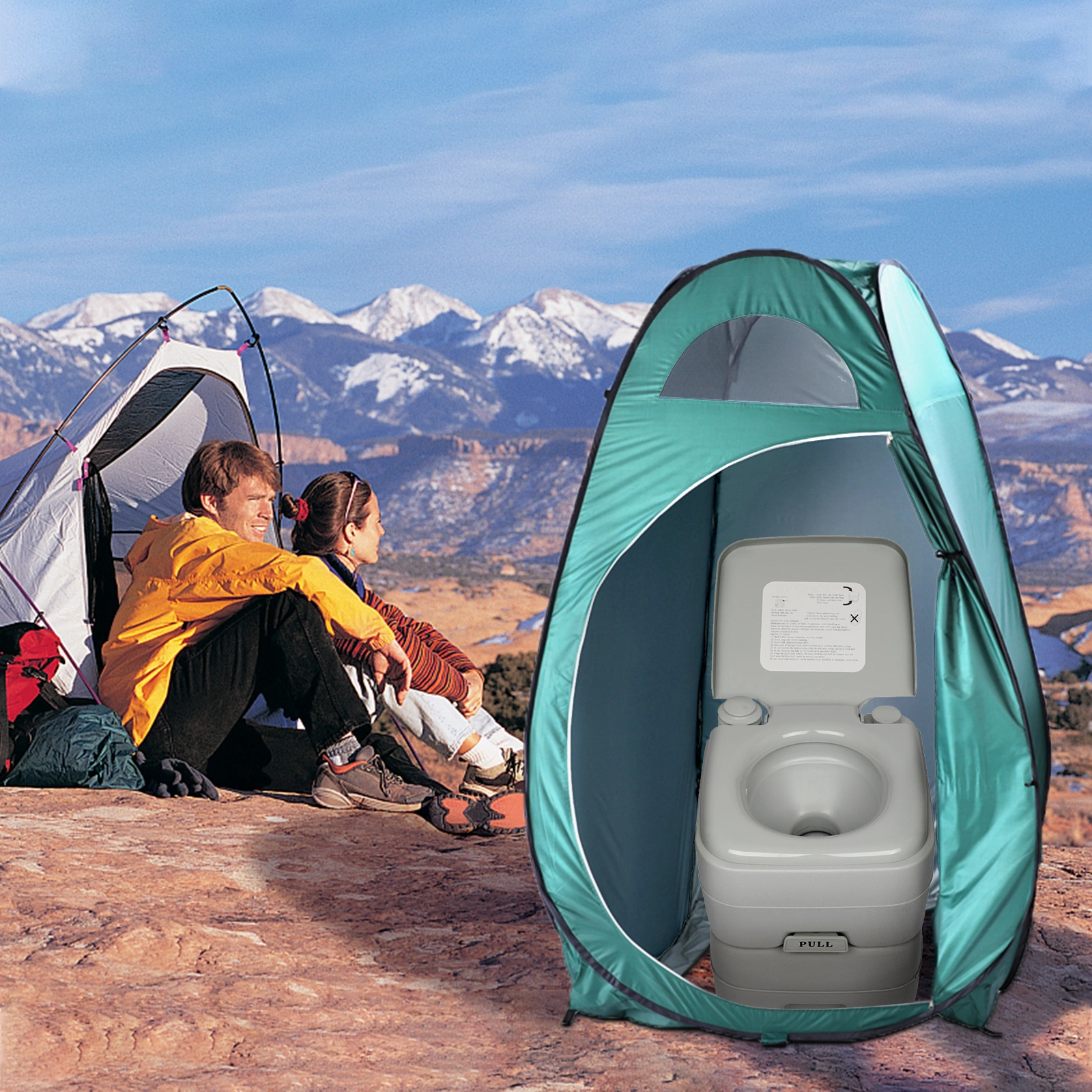 Portable Outdoor Pop-up Toilet Dressing Fitting Room Privacy Shelter Tent Army Green view 62