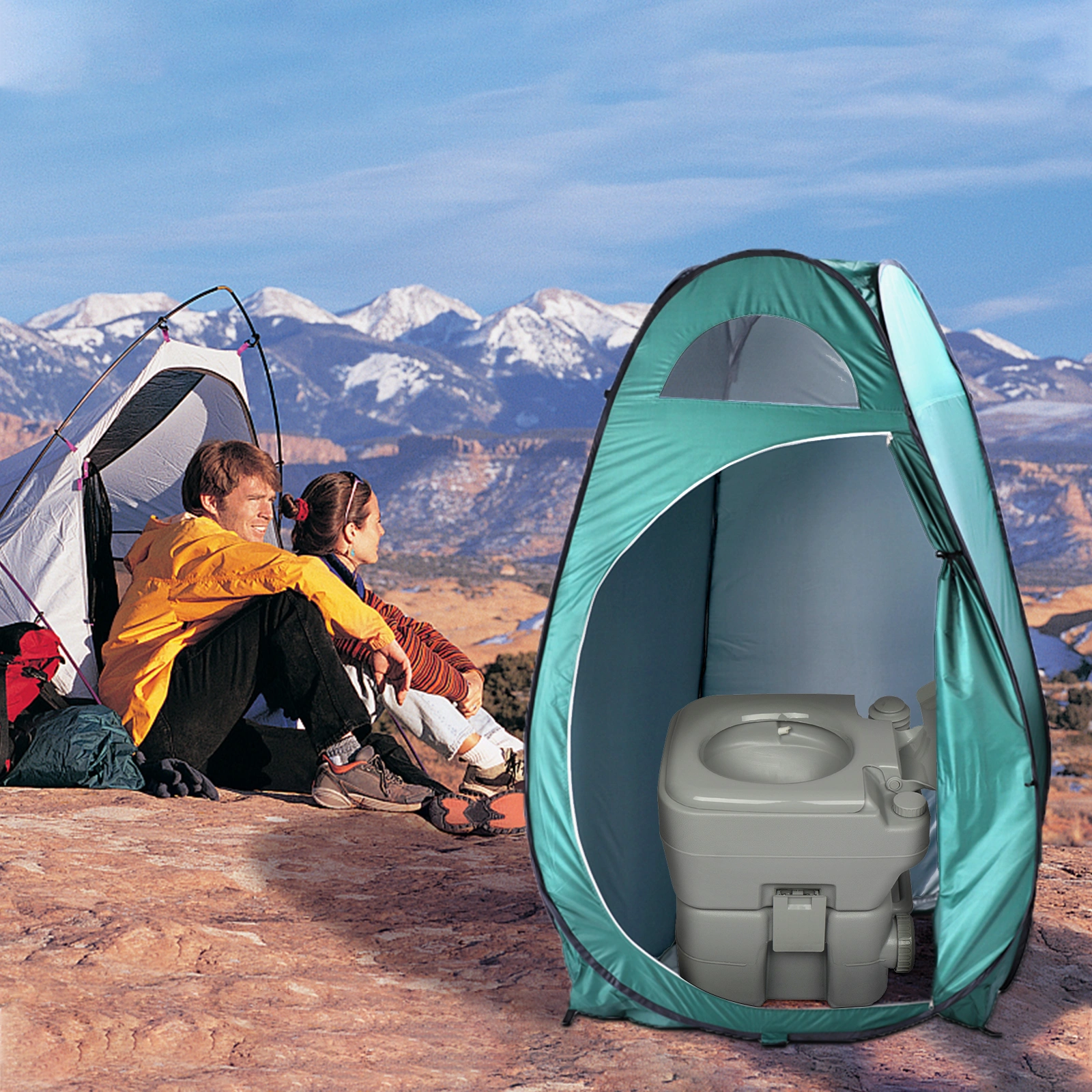 Portable Outdoor Pop-up Toilet Dressing Fitting Room Privacy Shelter Tent Army Green view 64