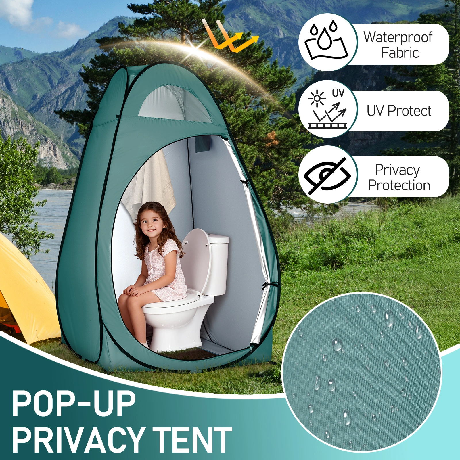 Portable Outdoor Pop-up Toilet Dressing Fitting Room Privacy Shelter Tent Army Green view 8