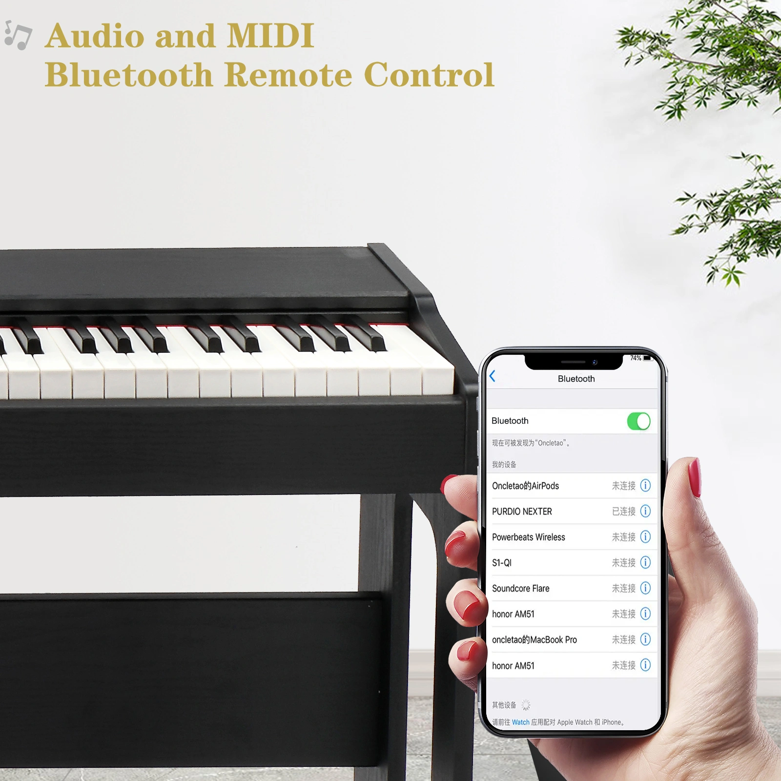 GDP-104 88-Key Weighted Keyboard with Stand, Power Adapter, Triple Pedal, Headphone, Professional Digital Piano for All Levels, Black view 2
