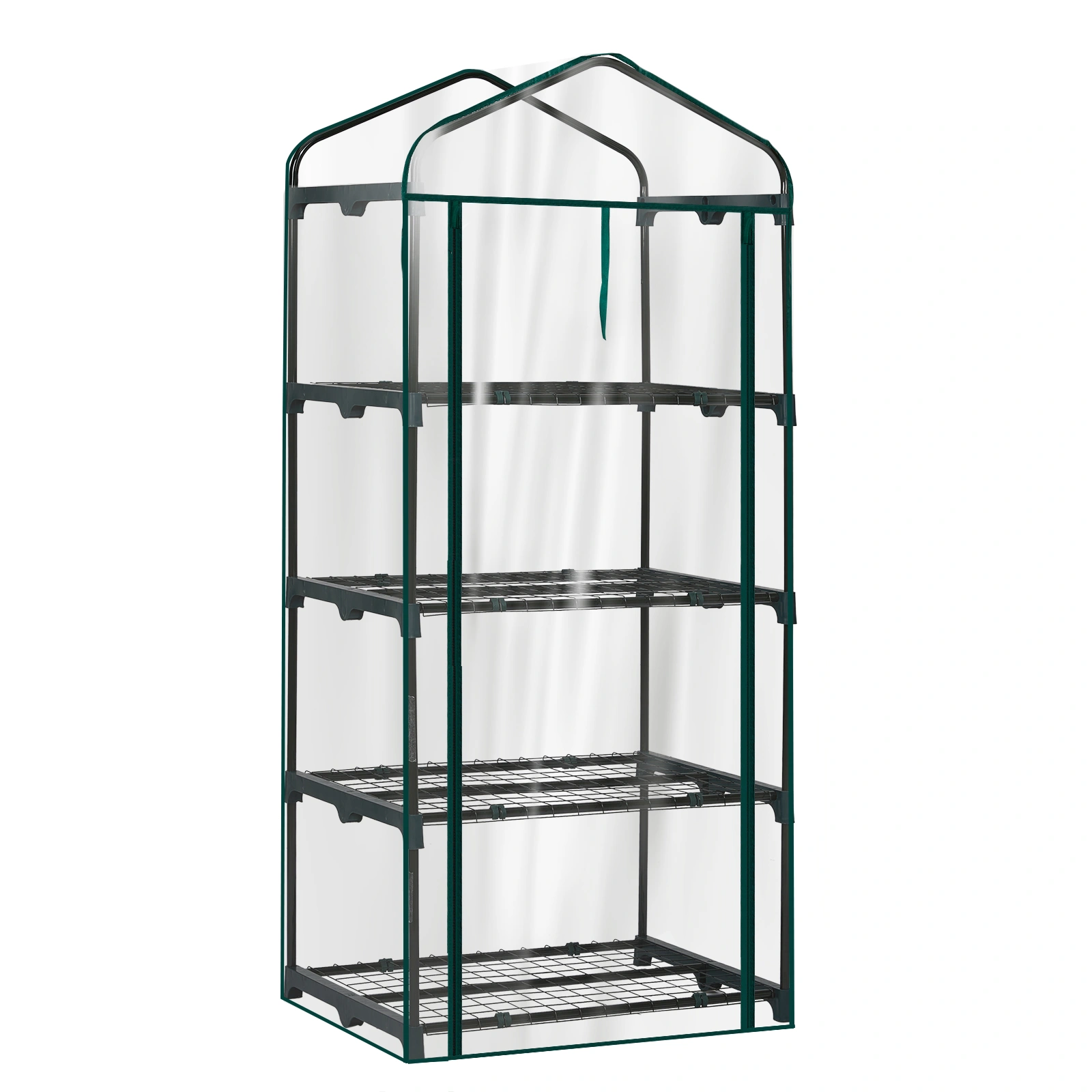 4 Tier Mini Greenhouse with PVC Cover & Roll-Up Zipper Door, Portable Waterproof Greenhouse for Garden Backyard, 27" x 19" x 62", Transparent view 5