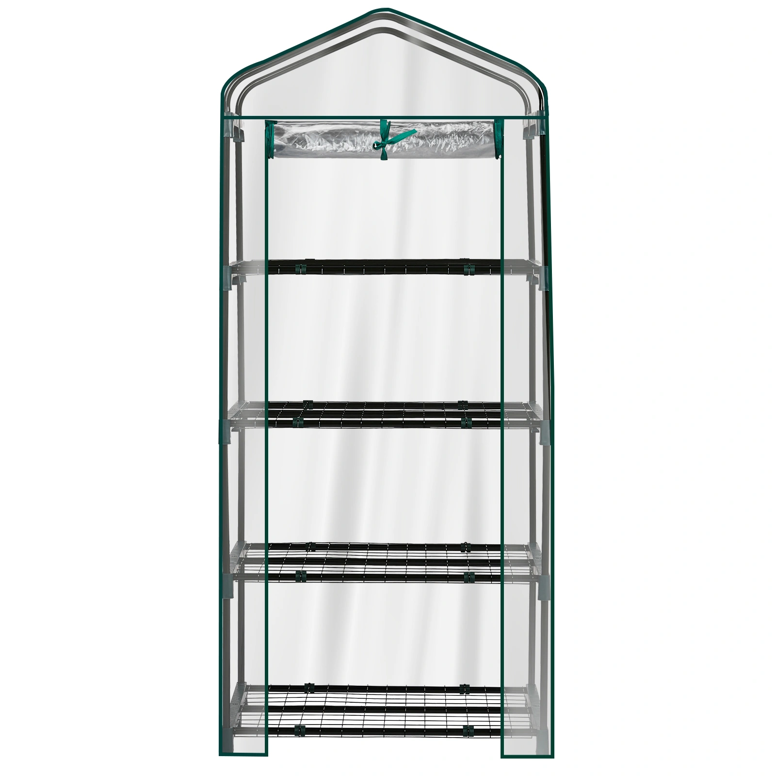 4 Tier Mini Greenhouse with PVC Cover & Roll-Up Zipper Door, Portable Waterproof Greenhouse for Garden Backyard, 27" x 19" x 62", Transparent view 8