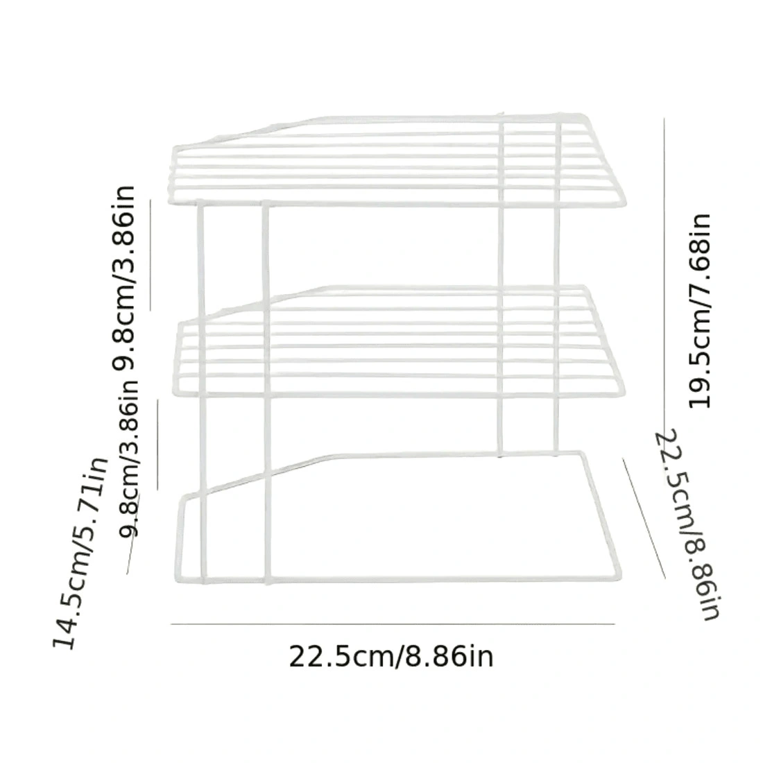 3 Tier Corner Shelf Kitchen Storage Rack Organizer - White, Multifunctional Plate Cabinet Tidy Holder view 3