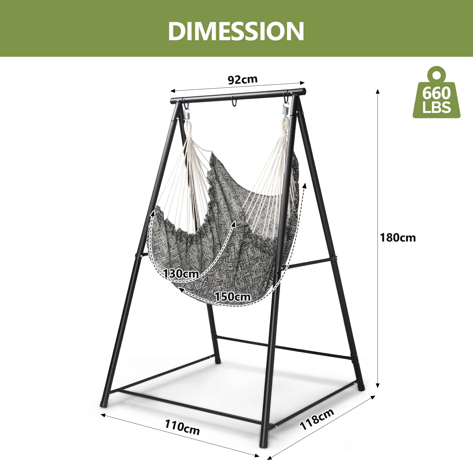 112*113*180CM Hammock Chair Stand with Swing Chair view 3