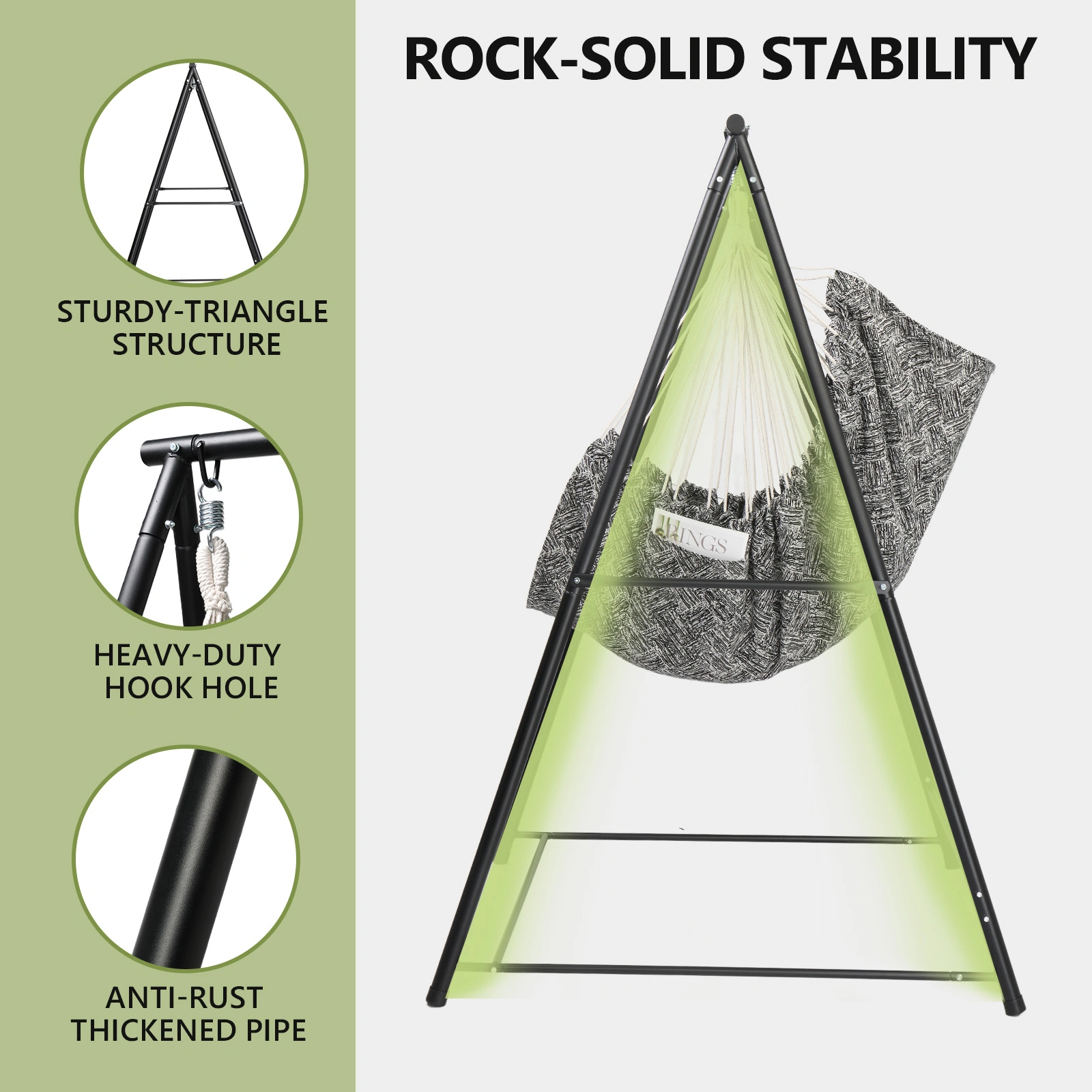 112*113*180CM Hammock Chair Stand with Swing Chair view 5