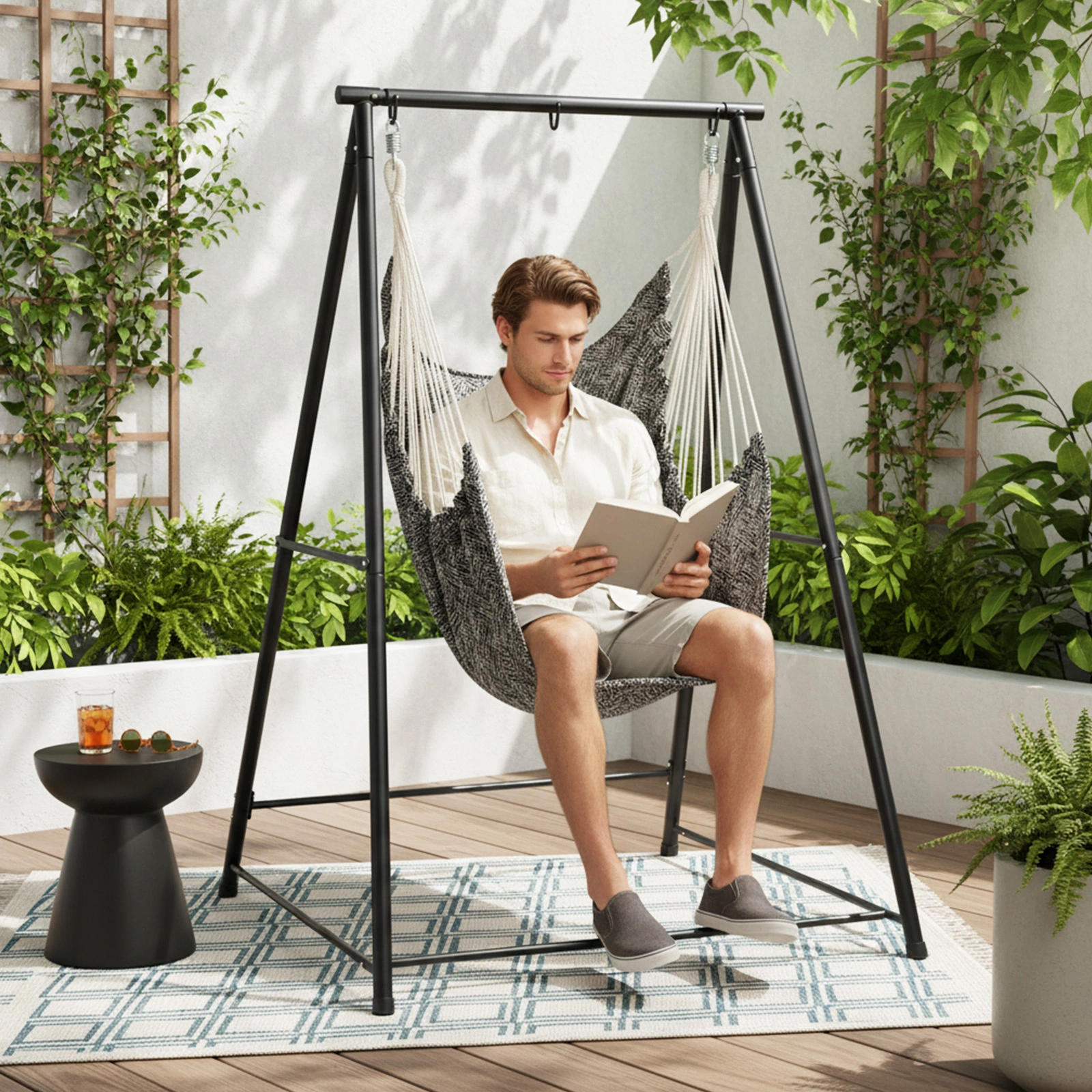 112*113*180CM Hammock Chair Stand with Swing Chair view 7
