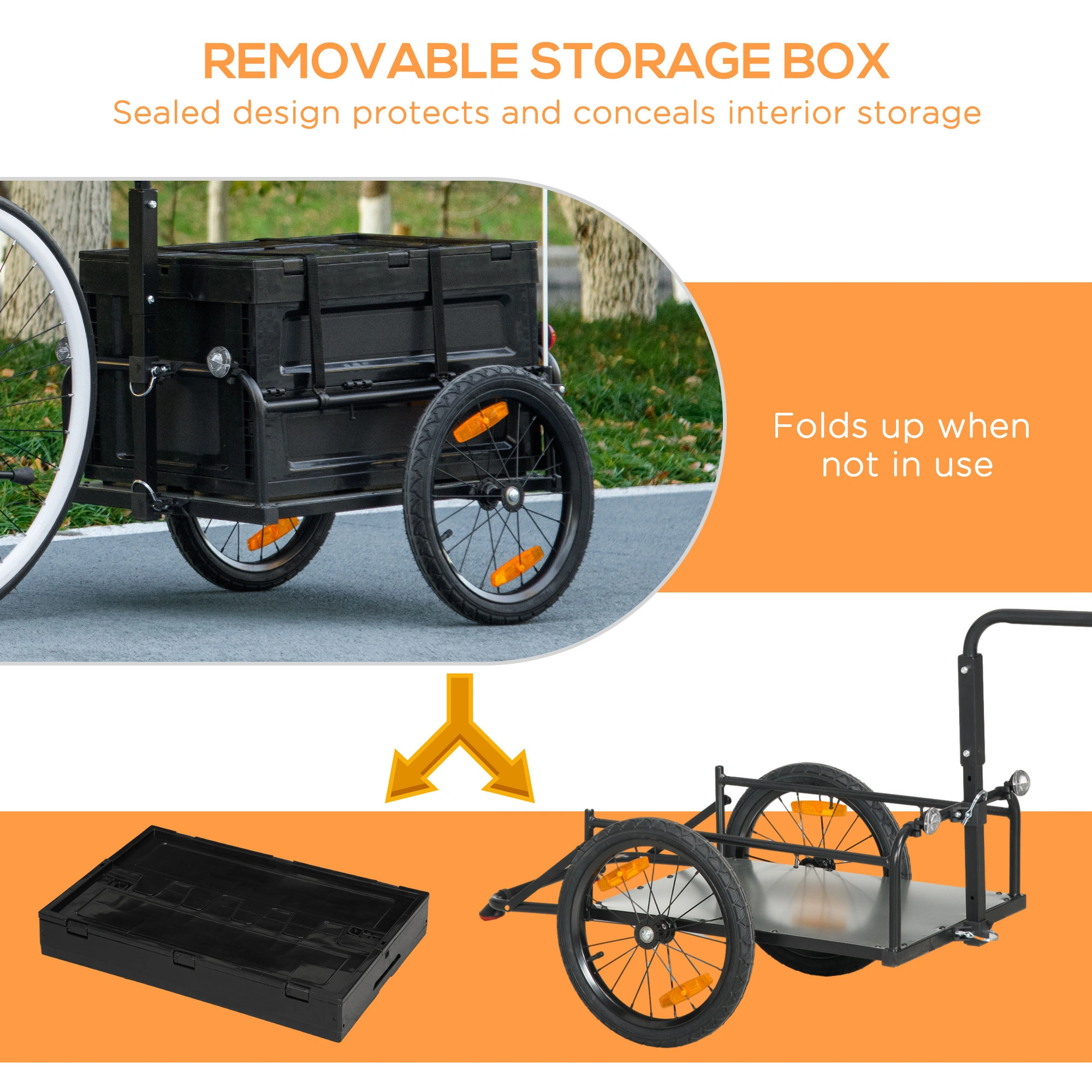 Bicycle Trailer Cart for Kids & Pets, Universal Bike Hitch Attachment, Folding Portable Design Compatible with Most Bicycles view 3