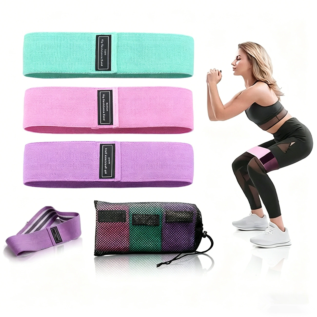 Set of 3 Resistance Exercise Loop Bands Fitness Home Gym Yoga Glutes Trainer view 13