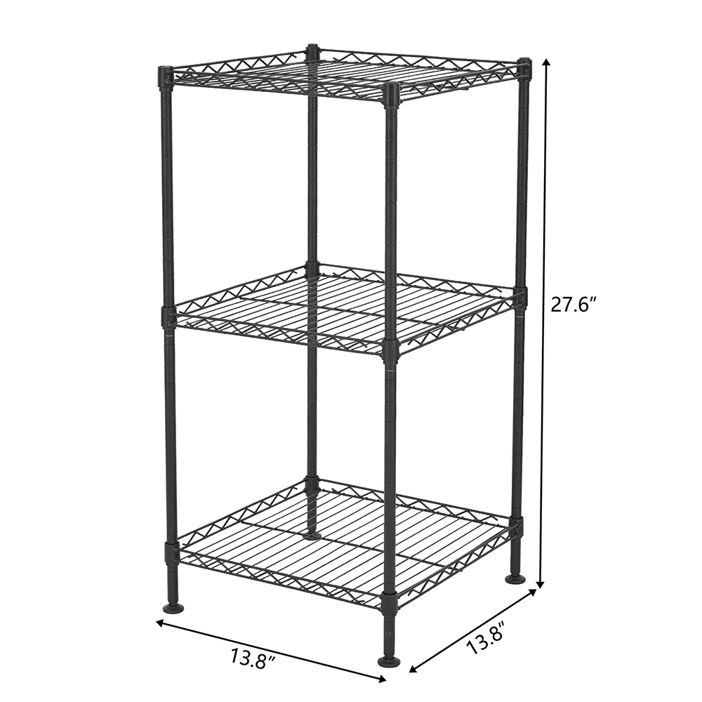 Black 3-Tier Black Wire Shelving Tower view 7
