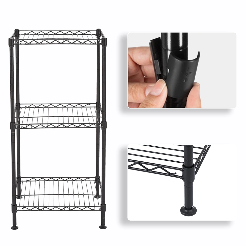 Black 3-Tier Black Wire Shelving Tower view 8