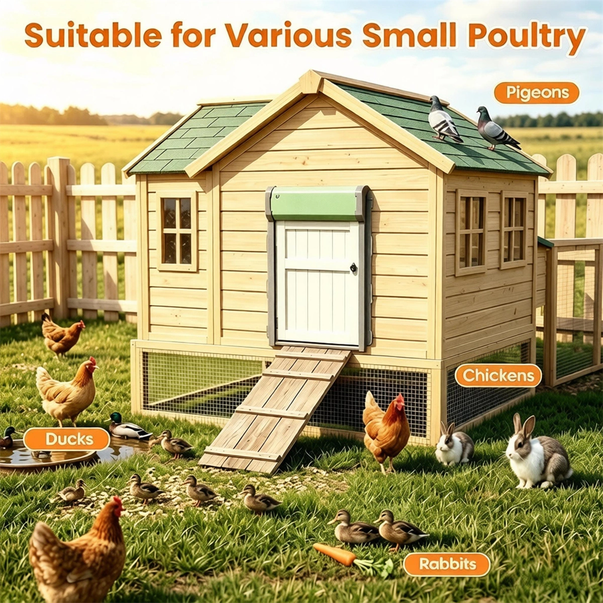 Solar Powered Automatic Chicken Coop Door with 4 Modes Light Sensor Timer Remote Control, Anti-Pinch Weatherproof Aluminum Opener for Chickens Ducks Rabbits Poultry view 6