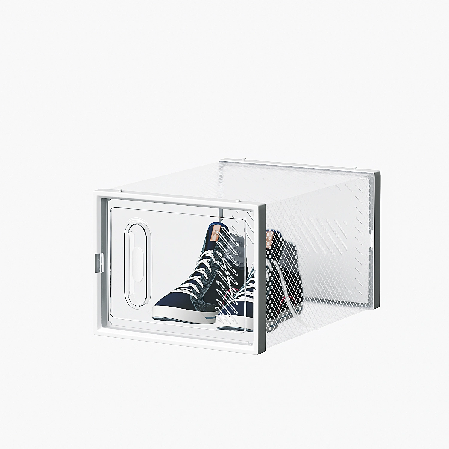 12-Piece Medium White Plastic Mesh Shoe Box Set - 35.00*25.00*19.00cm, Modular Design for Home Storage view 5
