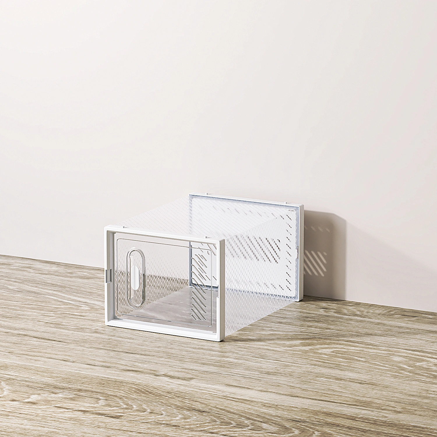 12-Piece Medium White Plastic Mesh Shoe Box Set - 35.00*25.00*19.00cm, Modular Design for Home Storage view 8