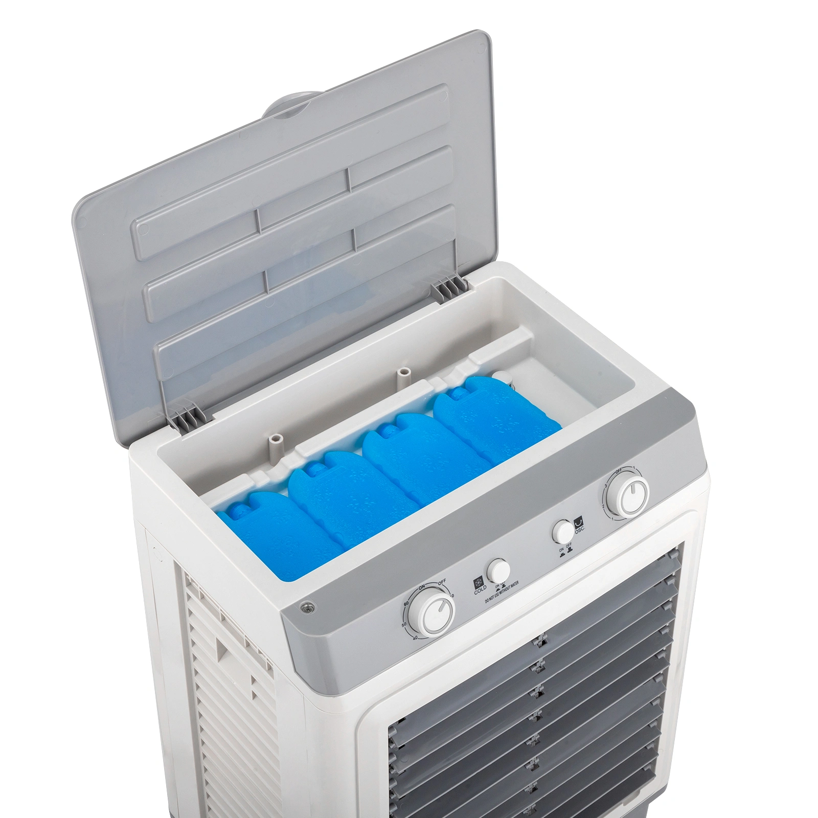 3 in 1 Portable Evaporative Cooler,Indoor,Outdoor,2353CFM Personal Air Cooler,7.9 Gal Large Water Tank & Scroll Casters, 4 Ice Packs,White,Manual control view 12