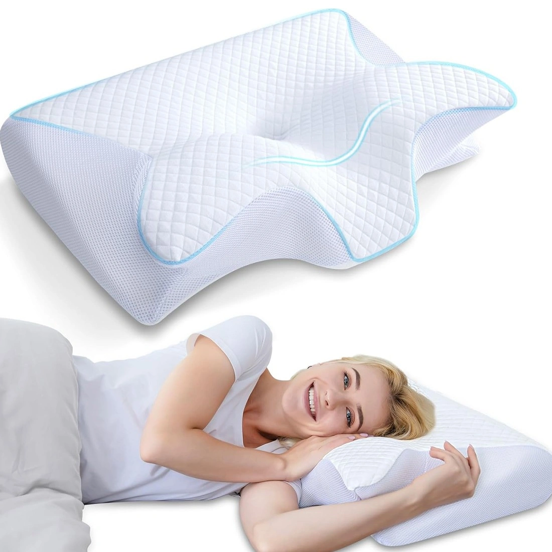 Ergonomic Memory Foam Cervical Pillow for Neck & Shoulder Pain Relief - Black view 3