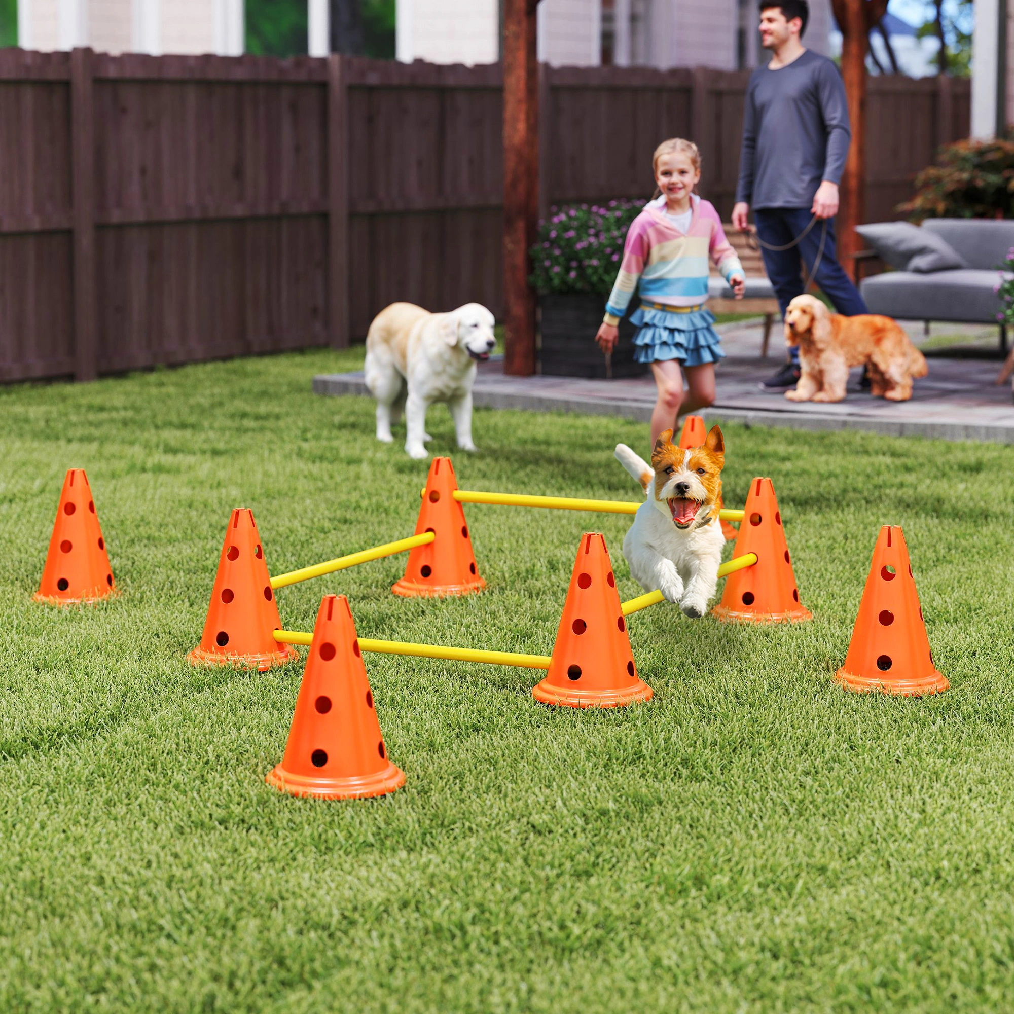 Dog Agility Cones 8 Pack - Set of 8 Training Cones for Dogs, Pet Agility Course Equipment with Carry Bag for Obedience Training