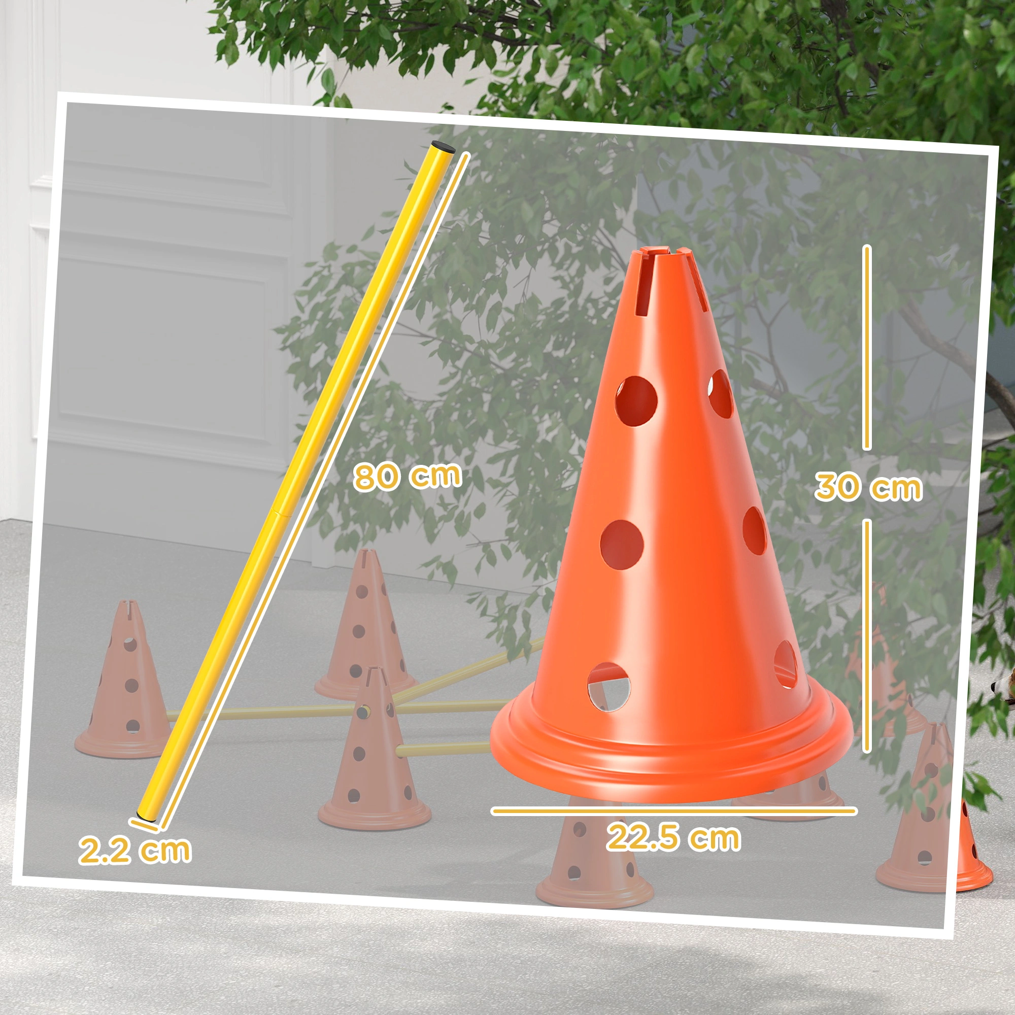 Dog Agility Cones 8 Pack - Set of 8 Training Cones for Dogs, Pet Agility Course Equipment with Carry Bag for Obedience Training view 2