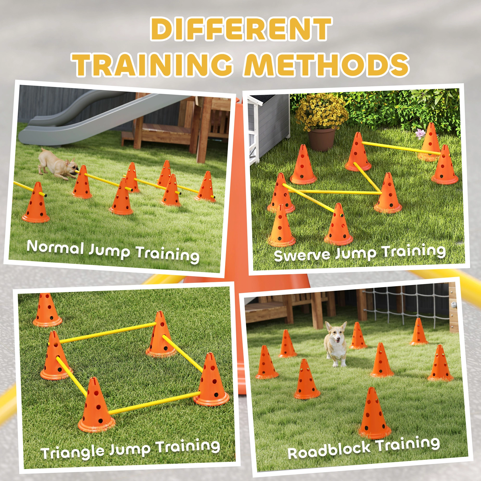 Dog Agility Cones 8 Pack - Set of 8 Training Cones for Dogs, Pet Agility Course Equipment with Carry Bag for Obedience Training view 3