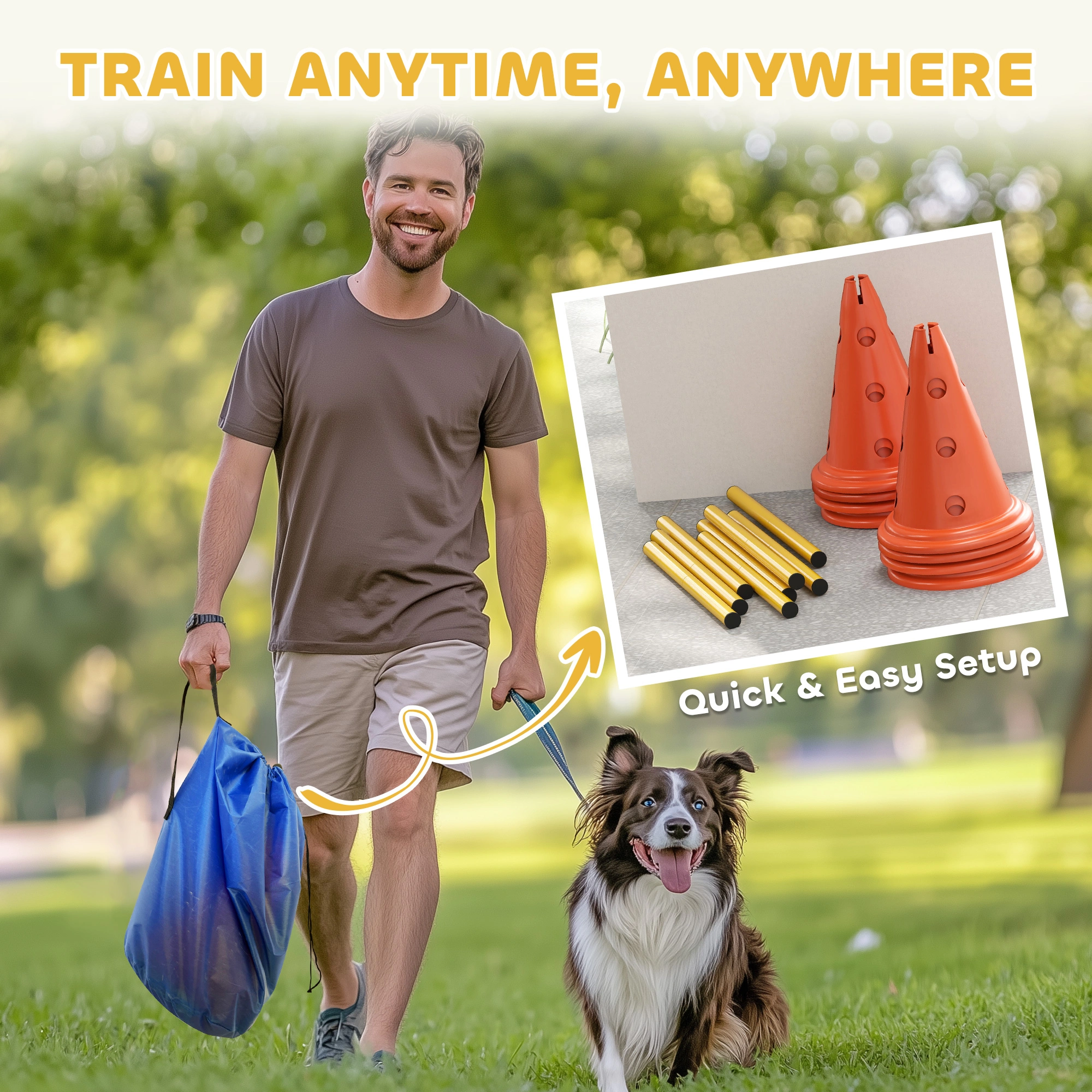 Dog Agility Cones 8 Pack - Set of 8 Training Cones for Dogs, Pet Agility Course Equipment with Carry Bag for Obedience Training view 4