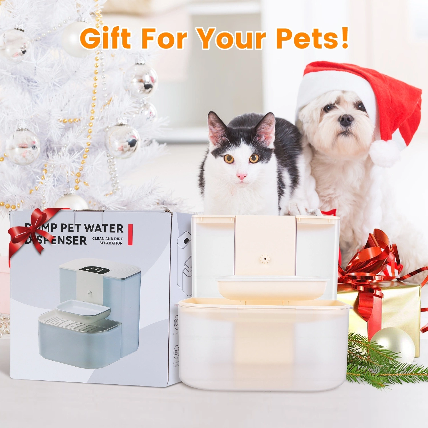 Smart Automatic Pet Water Dispenser, Automatic Pet Water Dispenser with Dual Tank,Dual Tank Filtration 4.5L Cordless Water Fountain with Remote Control for Pets view 12