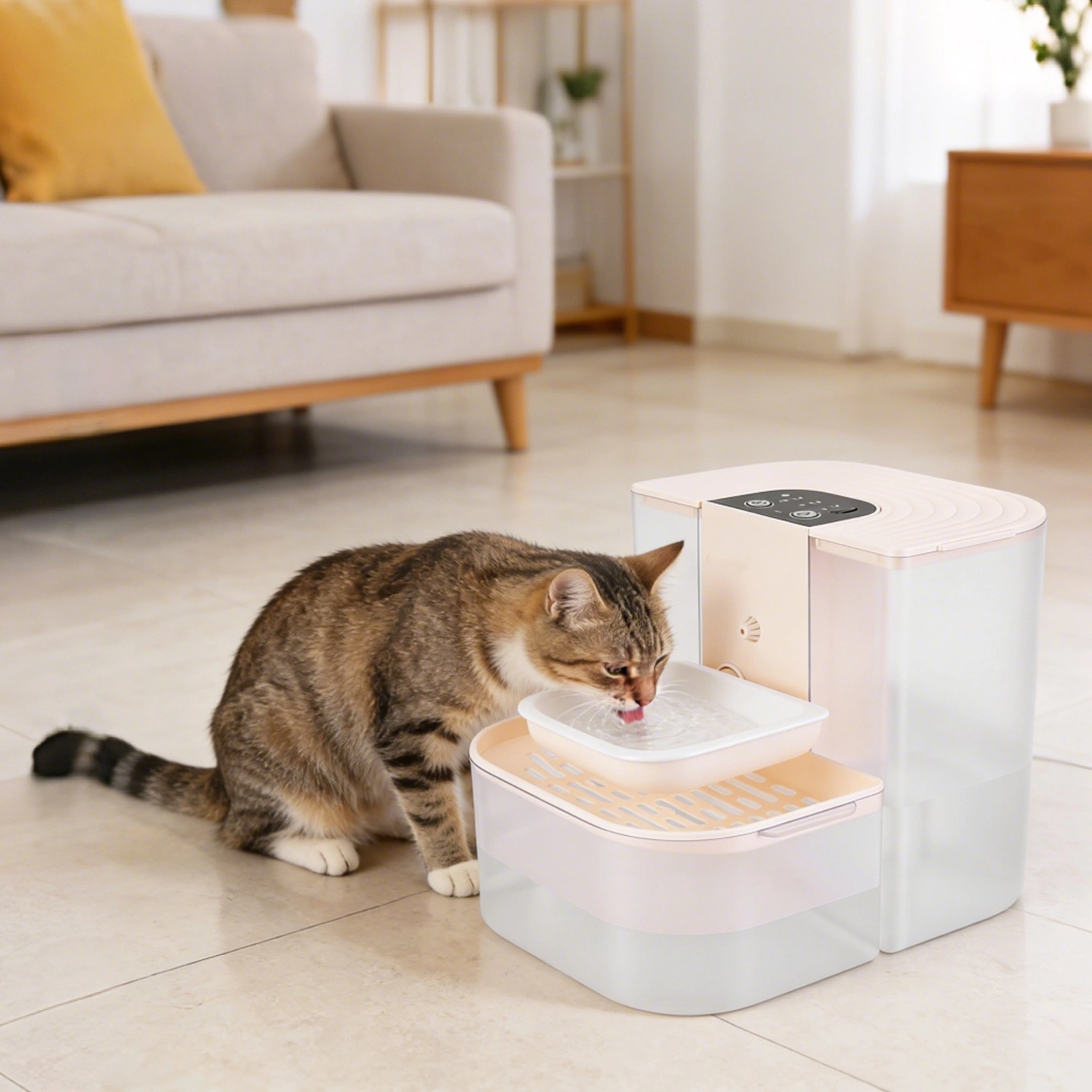 Smart Automatic Pet Water Dispenser, Automatic Pet Water Dispenser with Dual Tank,Dual Tank Filtration 4.5L Cordless Water Fountain with Remote Control for Pets view 14