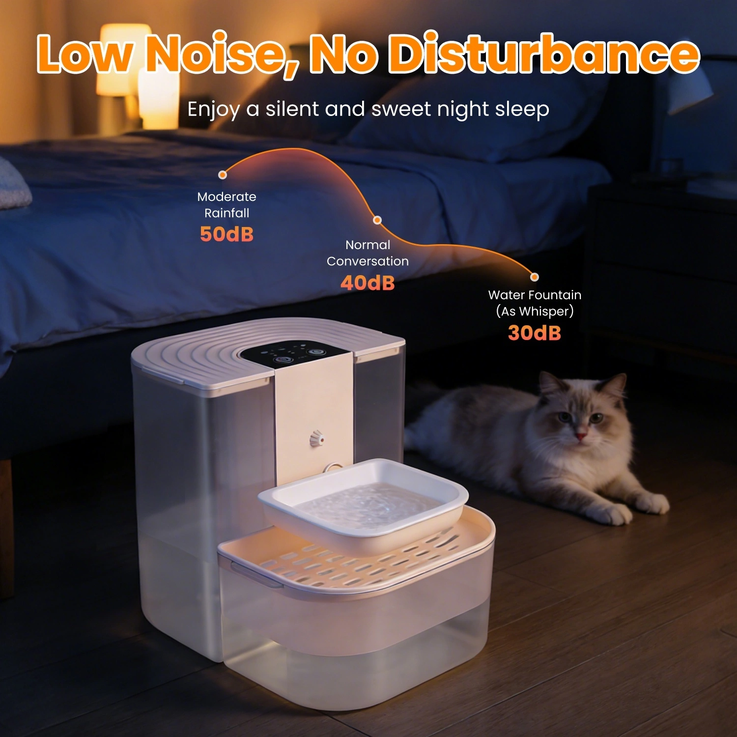 Smart Automatic Pet Water Dispenser, Automatic Pet Water Dispenser with Dual Tank,Dual Tank Filtration 4.5L Cordless Water Fountain with Remote Control for Pets view 8