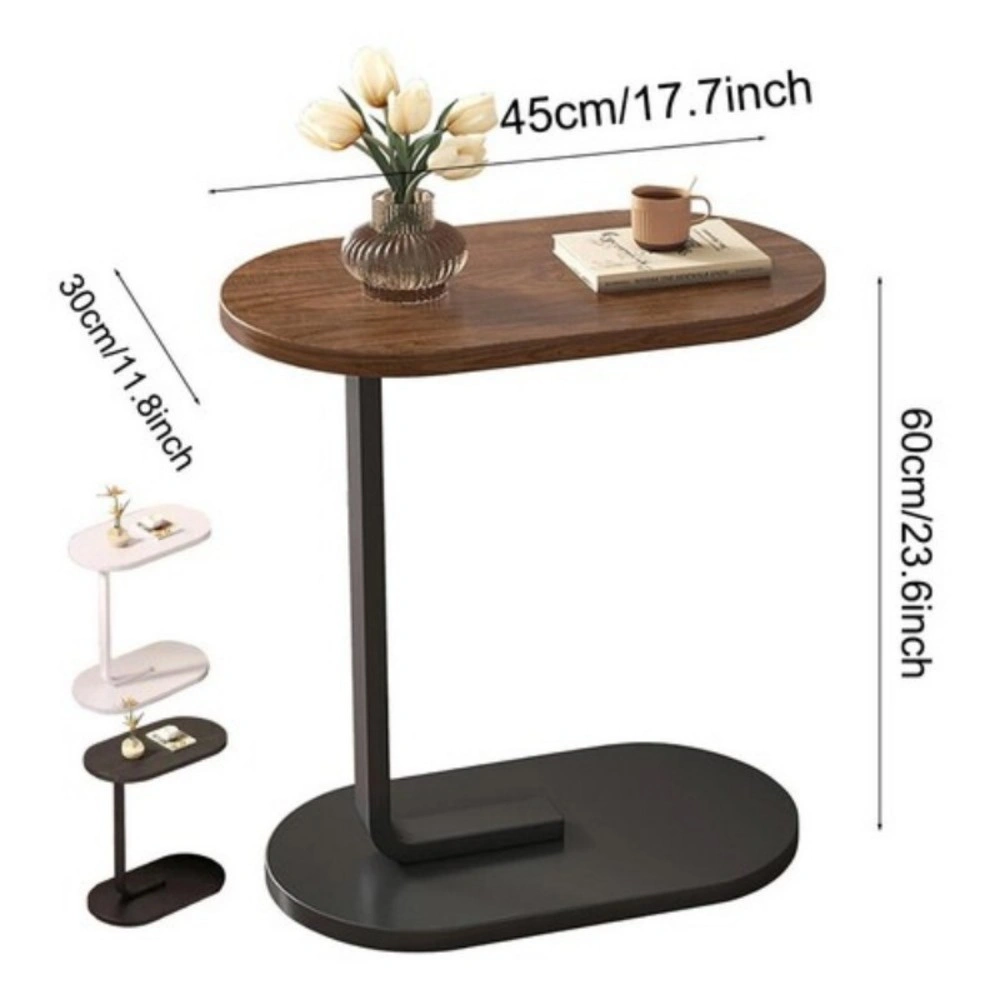 C-Shaped Sofa Side End Table, Compact Coffee Laptop Table for Living Room Bedroom, White, UK view 5