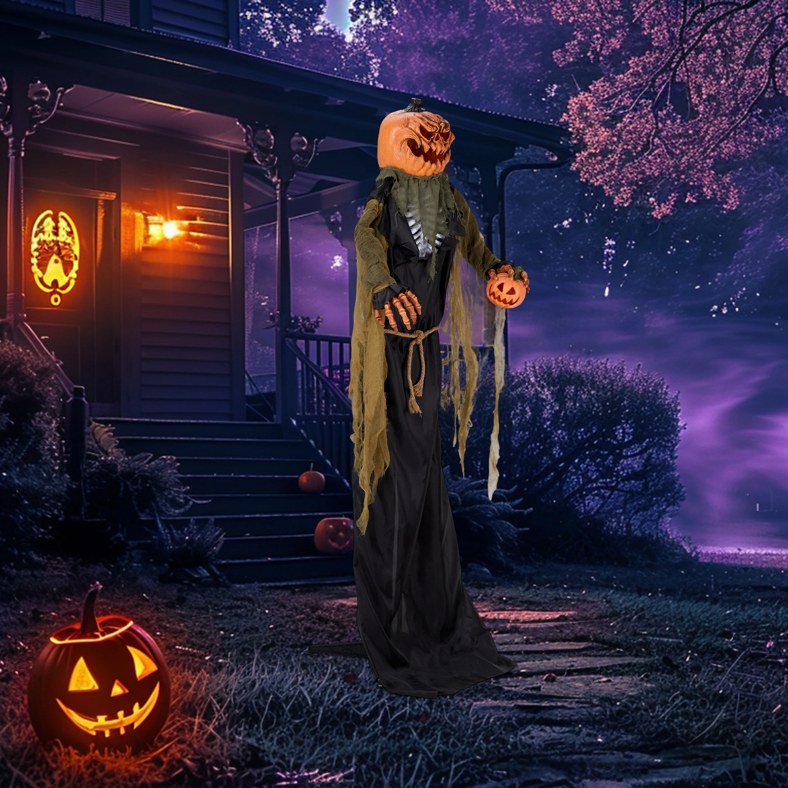 7ft Pumpkin Halloween Standing Decoration view 2
