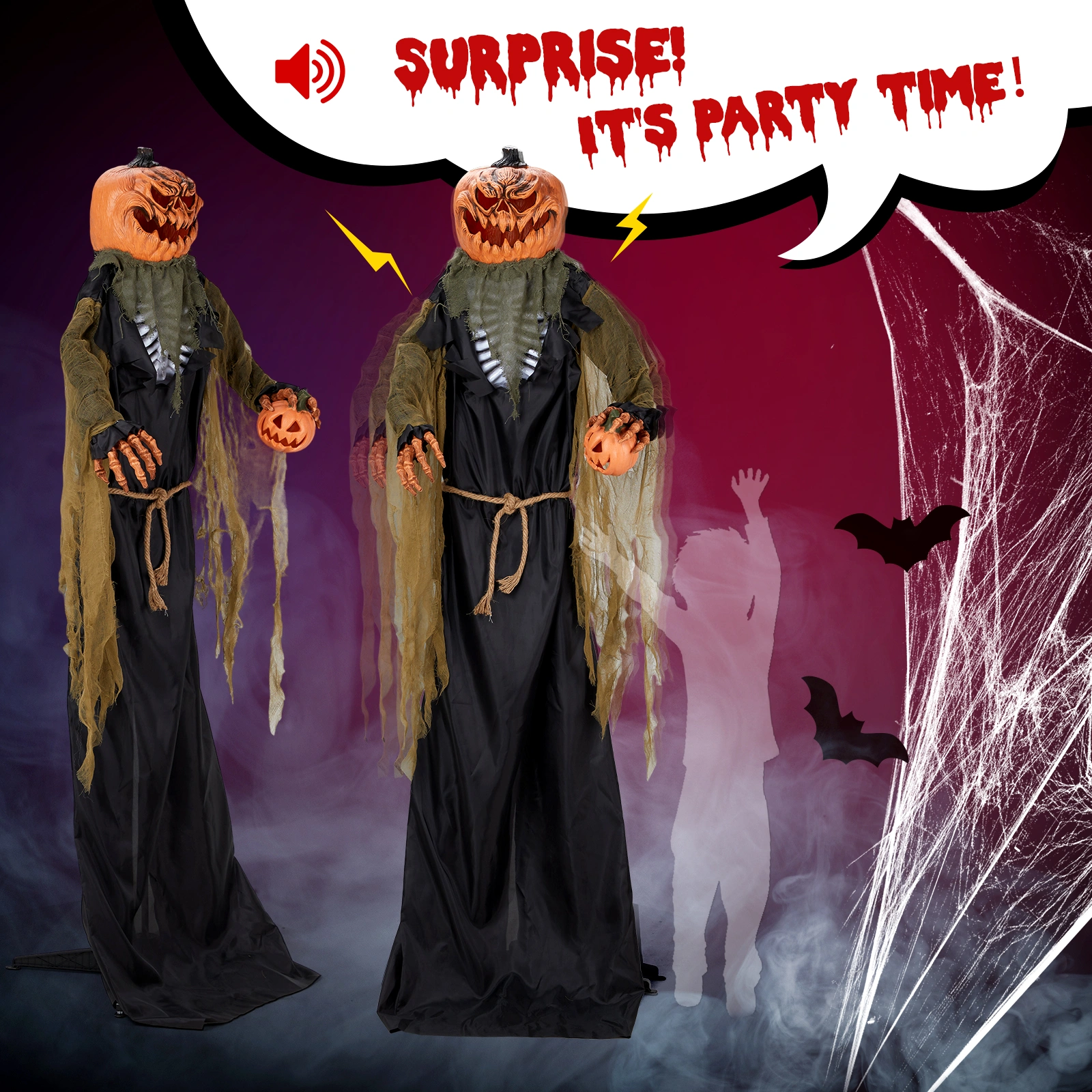 7ft Pumpkin Halloween Standing Decoration view 7