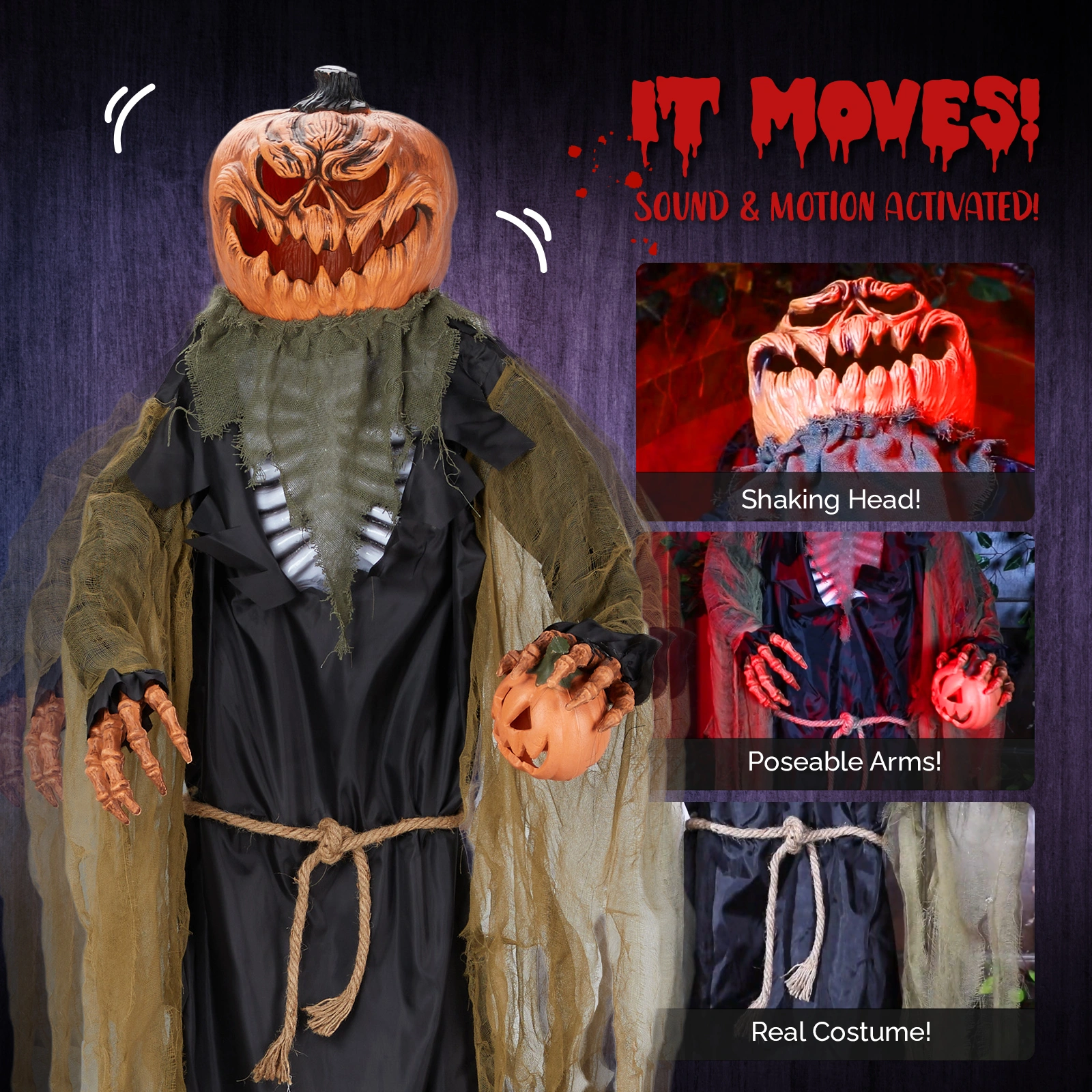 7ft Pumpkin Halloween Standing Decoration view 8