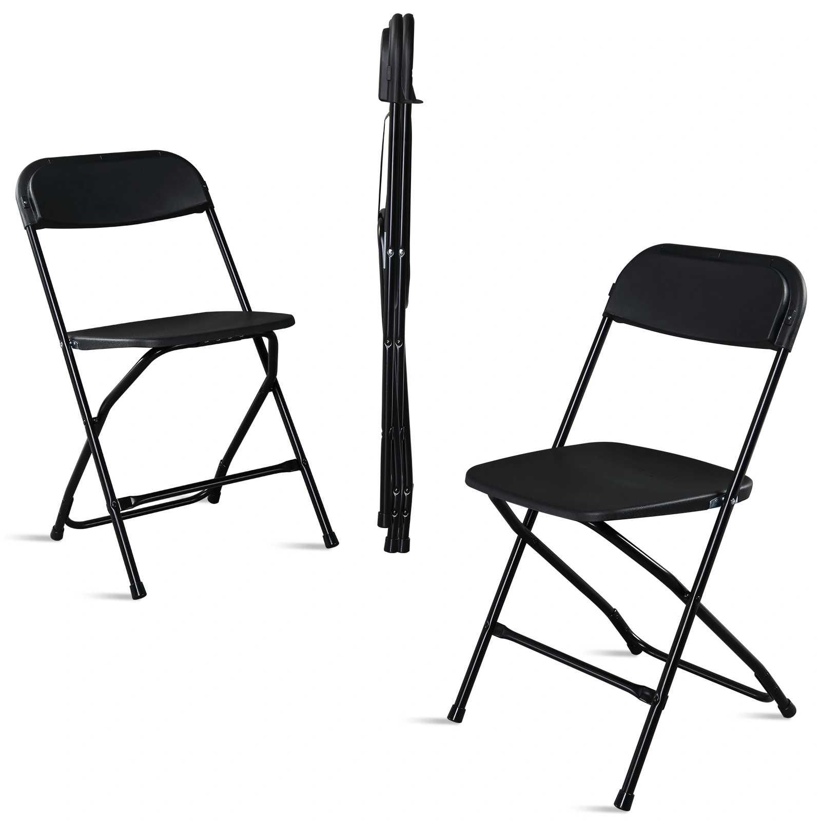 4pcs Injection Molding Classic Garden Plastic Folding Chair Black view 15