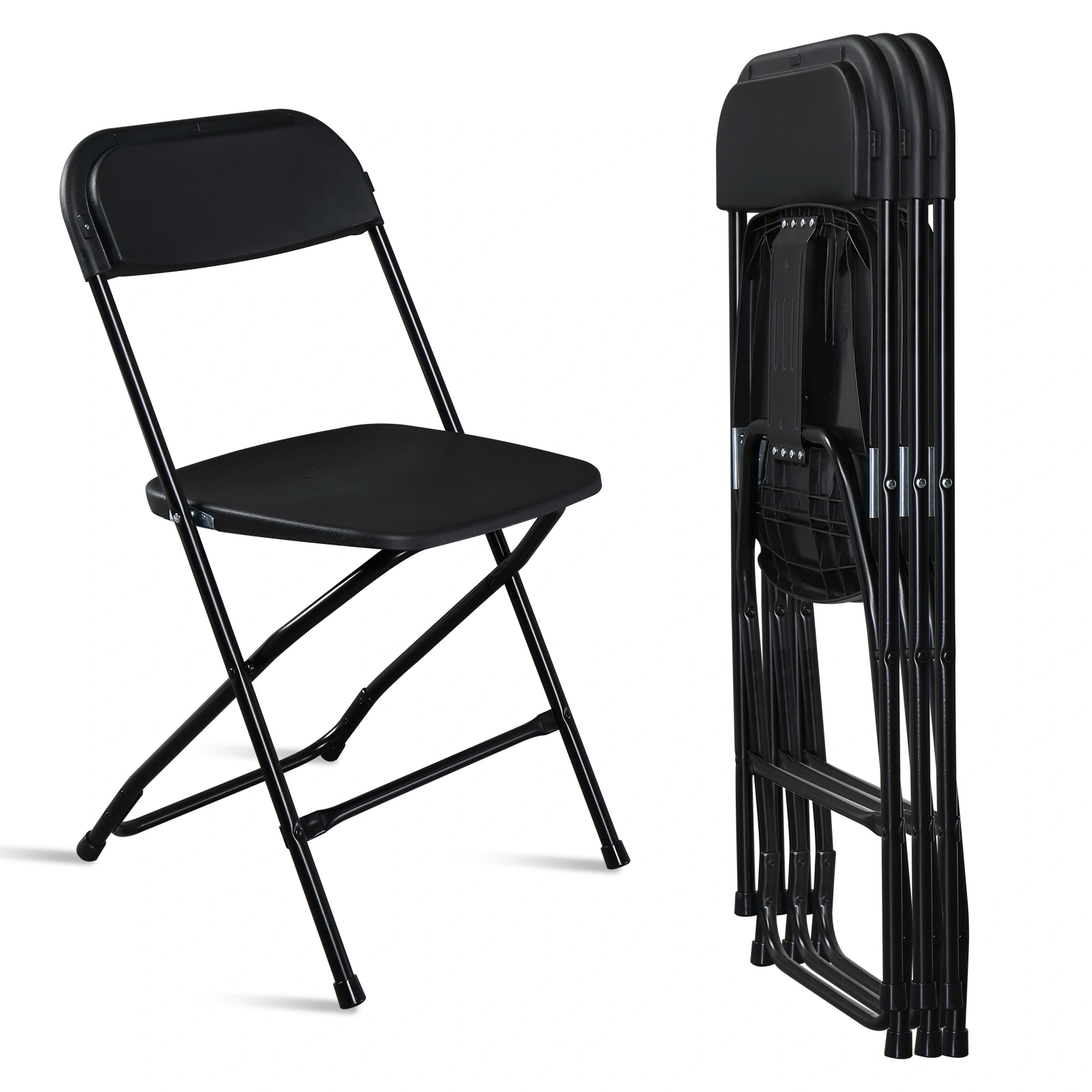 4pcs Injection Molding Classic Garden Plastic Folding Chair Black view 16