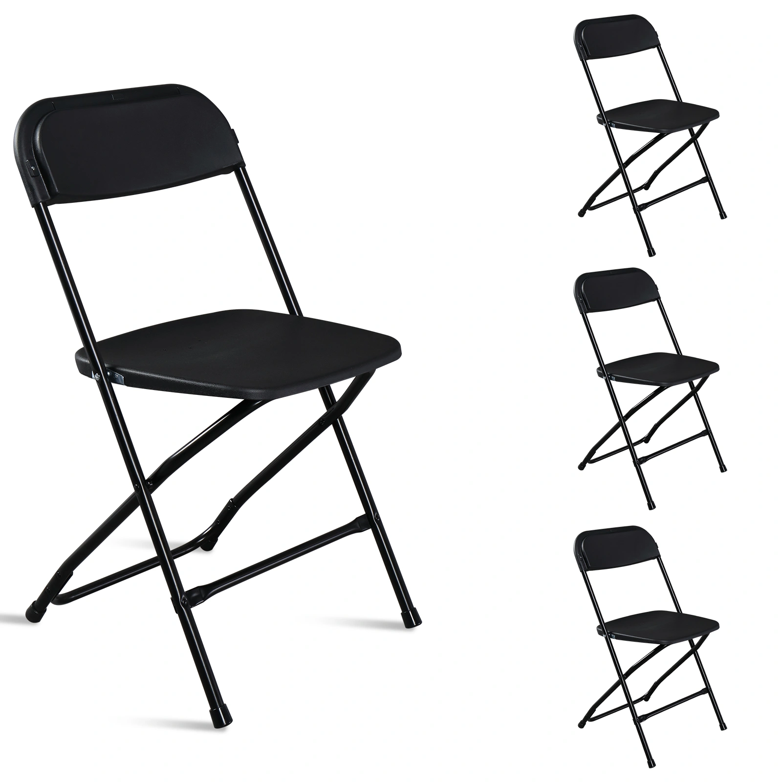 4pcs Injection Molding Classic Garden Plastic Folding Chair Black view 17