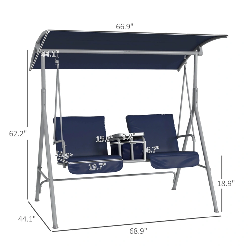 2 Seats Outdoor Patio Swing Chair 3-Person Wicker Garden Hanging Bench with Canopy for Yard view 3