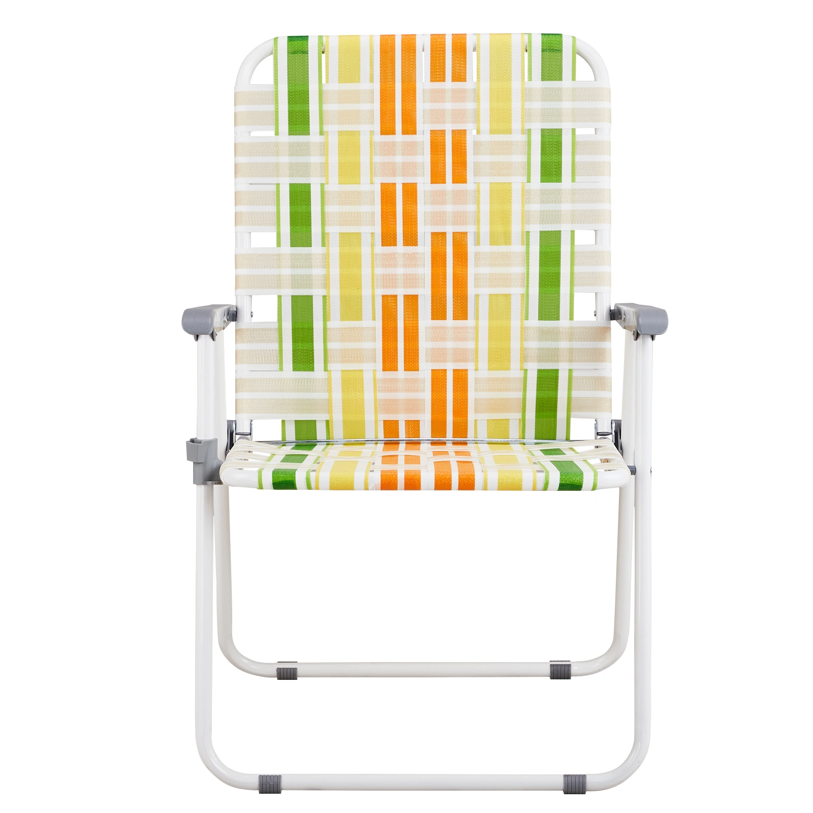 Set of 2 Webbed Folding Beach Chairs - Outdoor Portable Foldable Chairs for Camping, Fishing, Poolside, BBQ, Lawn & Patio - Yellow & Green view 10