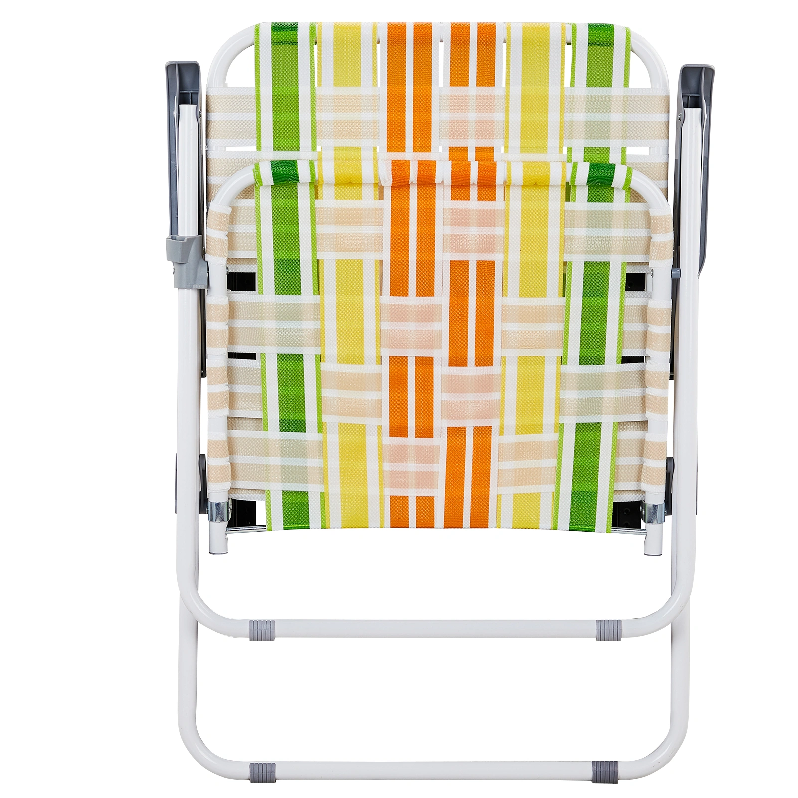 Set of 2 Webbed Folding Beach Chairs - Outdoor Portable Foldable Chairs for Camping, Fishing, Poolside, BBQ, Lawn & Patio - Yellow & Green view 16
