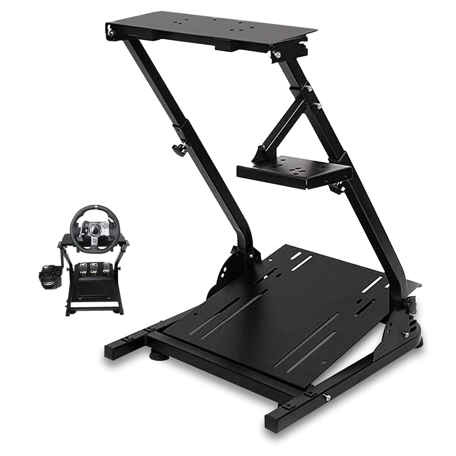 Gaming Steering Wheel Stand Holder for Logitech G25 G27 G29 G920 G923 Thrustmaster T300RS T300GT T150RS with Shifter Mount, Foldable Racing Pedal Stand for Xbox PS5 PS4 PC