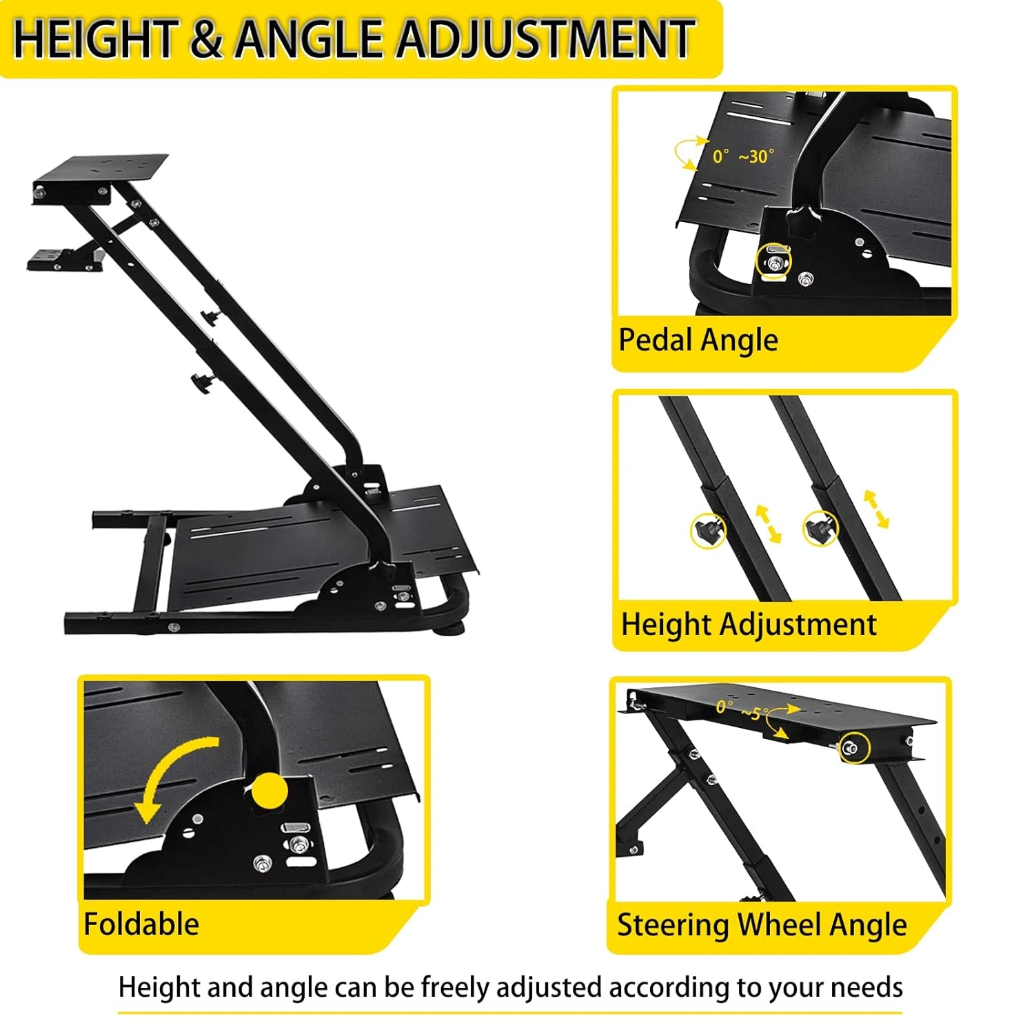Gaming Steering Wheel Stand Holder for Logitech G25 G27 G29 G920 G923 Thrustmaster T300RS T300GT T150RS with Shifter Mount, Foldable Racing Pedal Stand for Xbox PS5 PS4 PC view 3
