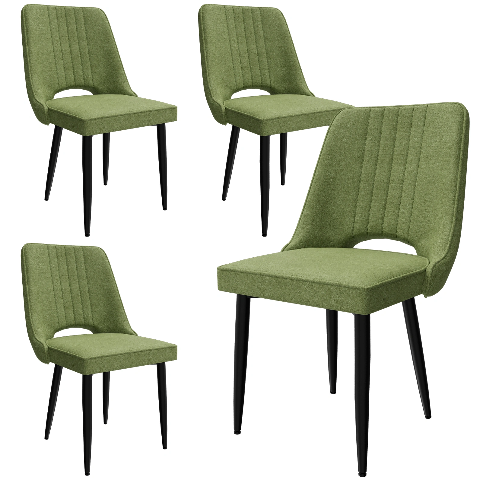 Set of 4 Dining Chairs, PU Leather Kitchen Chairs w/Backrest, Dining Room Chairs for Living Room Lounge Counter, Black
